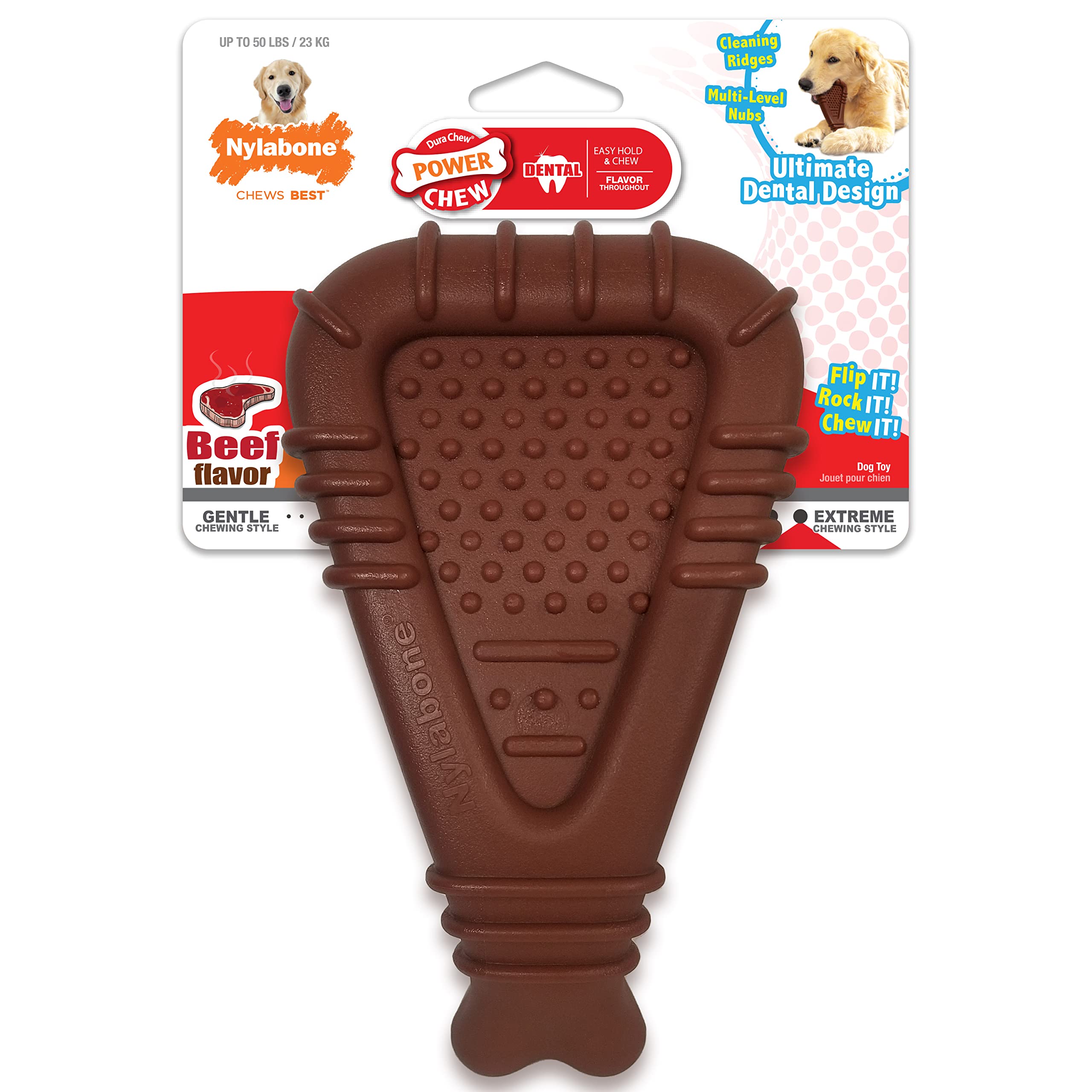 Nylabone Arch Bone Dental Power Chew Toy For Dogs, Dog Toys For Aggressive Chewers, Flavor, Large - Up To 50 Lbs, 1 Count