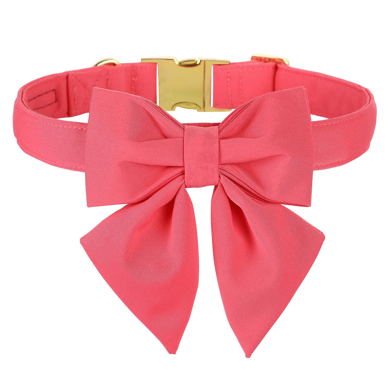 Maca Bates Dog Collar With Peach Pink Bow Bowtie For Dogs Solid Colors Sailor Bow Tie Adjustable Breakaway Girly Collars Birthda