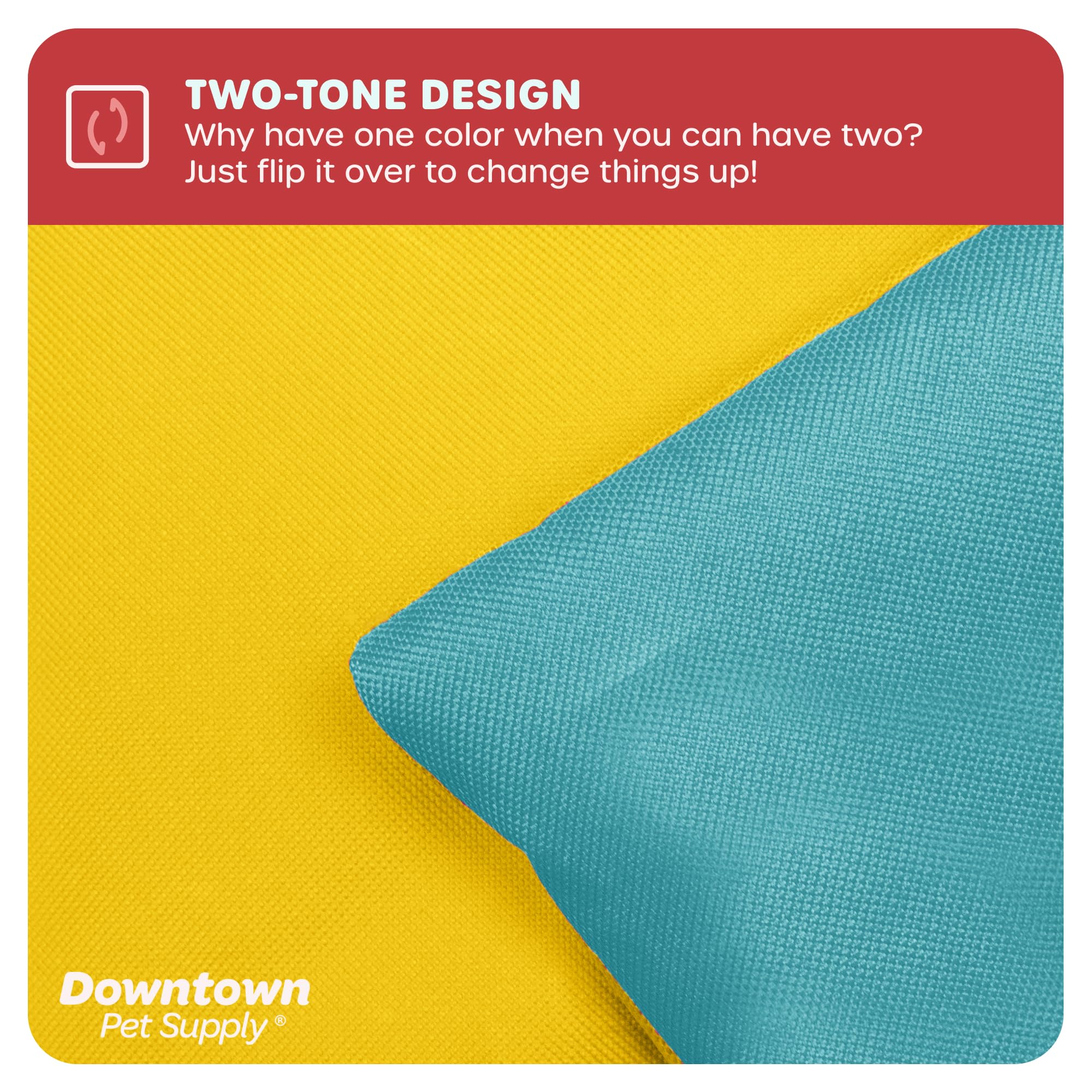 Downtown Pet Supply Dog Crate Pad, Blue And Yellow, X-Large, Waterproof, Ripstop Nylon Fabric, Chew Proof, Machine Washable