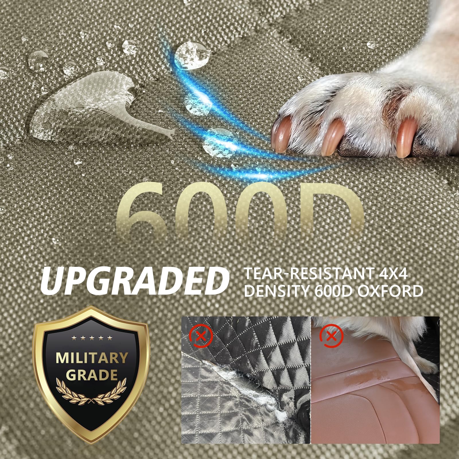 Back Seat Extender For Dogs, Dog Car Seat Cover For Back Seat Supports 420Lbs, Hard Bottom Backseat Extender For Dogs, Waterproo