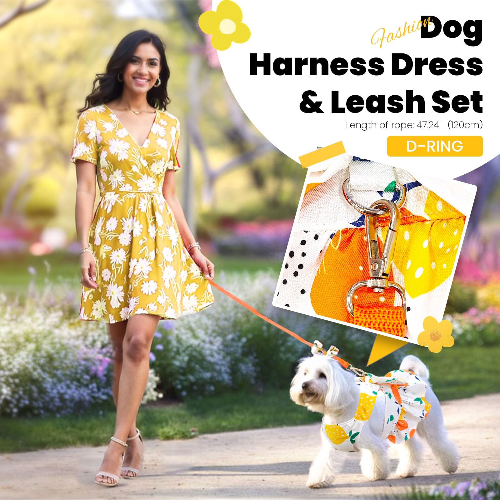 Abrrlo Cute Dog Dress Small Dog Clothes For Girls Female Puppy Outfits Yellow Lemon Pet Summer Clothes Bowknot Doggy Cat Princes