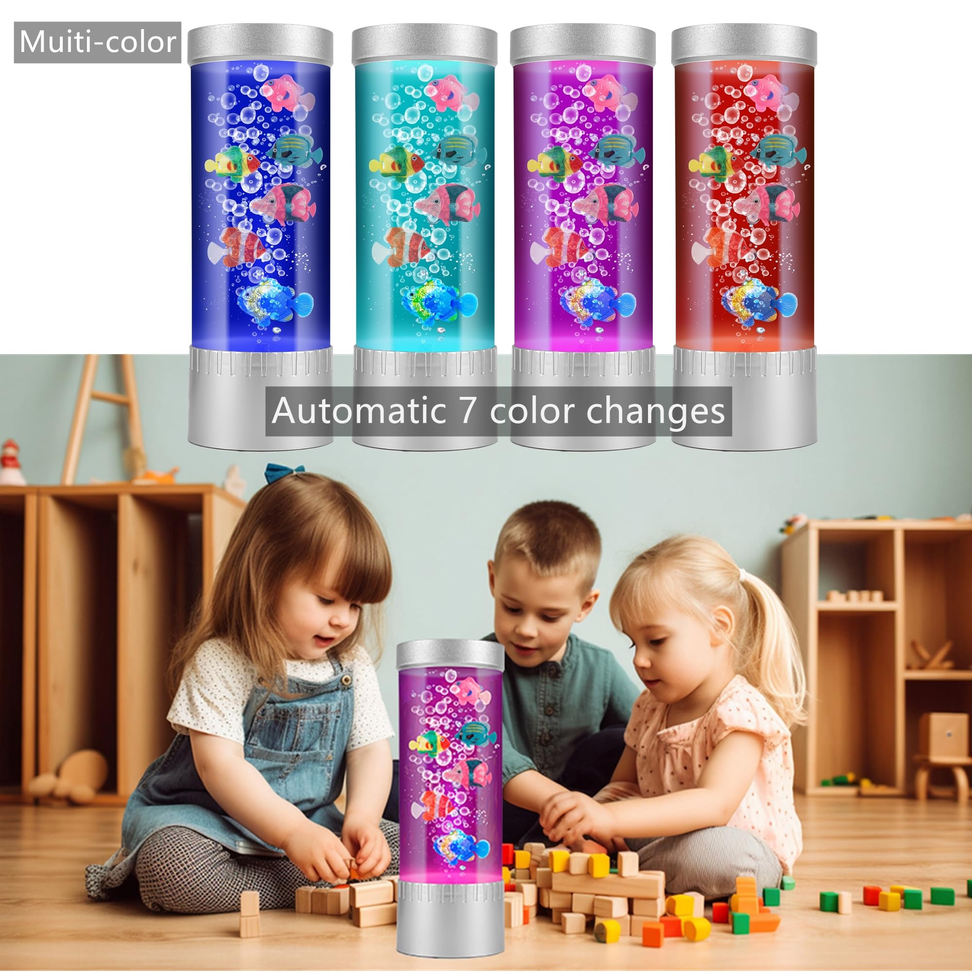 Impcenst Bubble Fish Lamp, Led Aquarium Sensory Light, 15Ft Colorful Bubble Tube For Bedroom, Kids Room, Living Room, Party