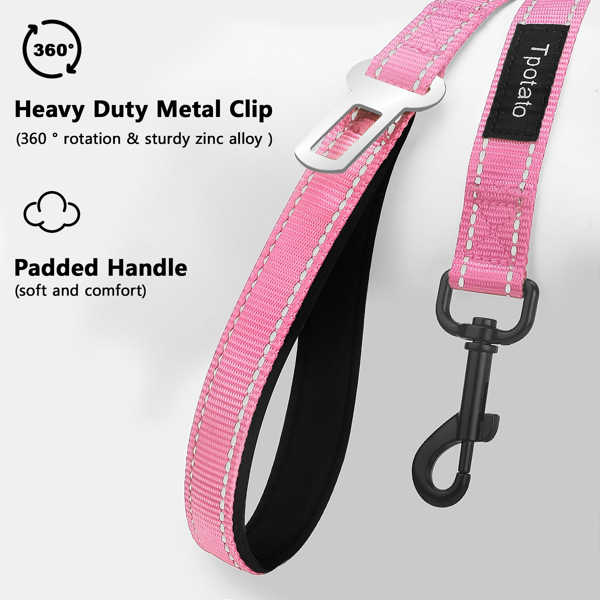 6 Foot Pink Dog Leashes For Large Medium And Small Breed Dogs That Pull,Reflective Nylon Heavy Duty Dog Leash With 2 Comfortable
