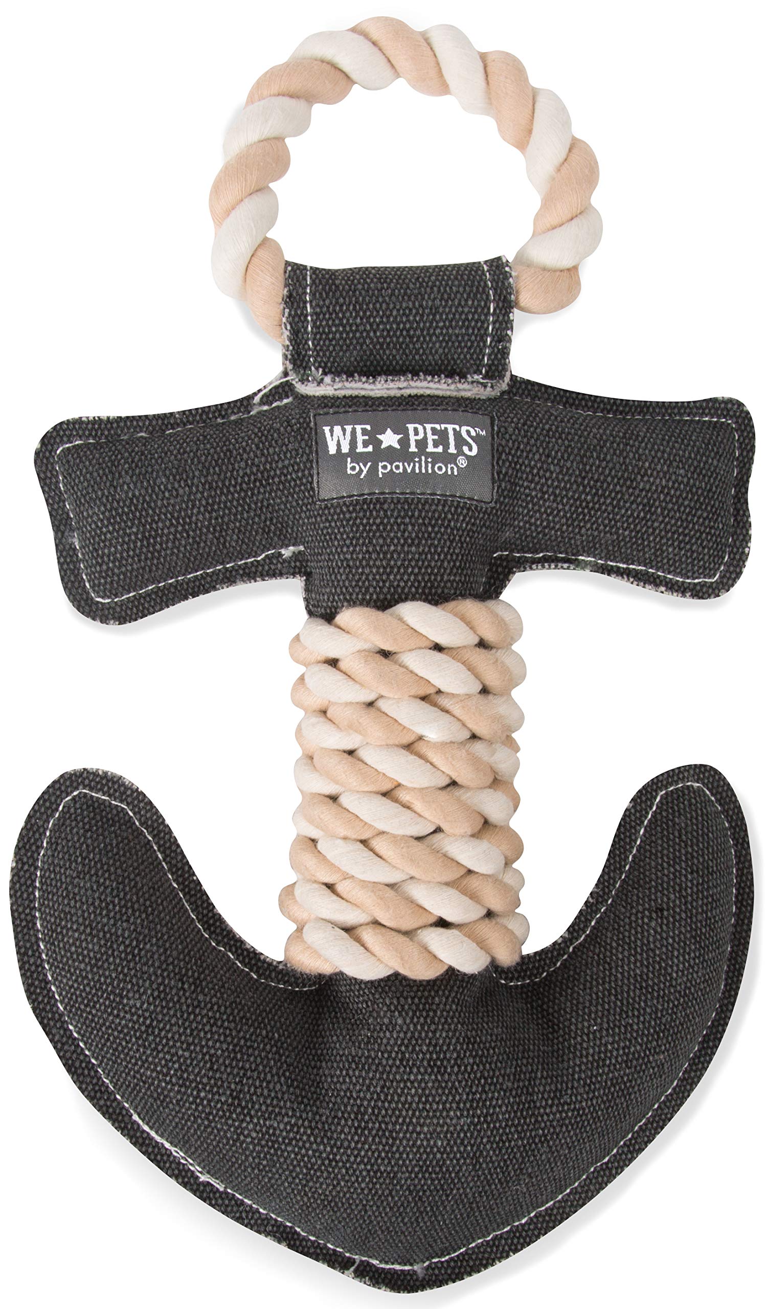 Pavilion Gift Company Pavilion-Nauti Anchor 13 Inch Large Tug Of War Rope Sturdy & Durable Canvas Dog Toy, Grey