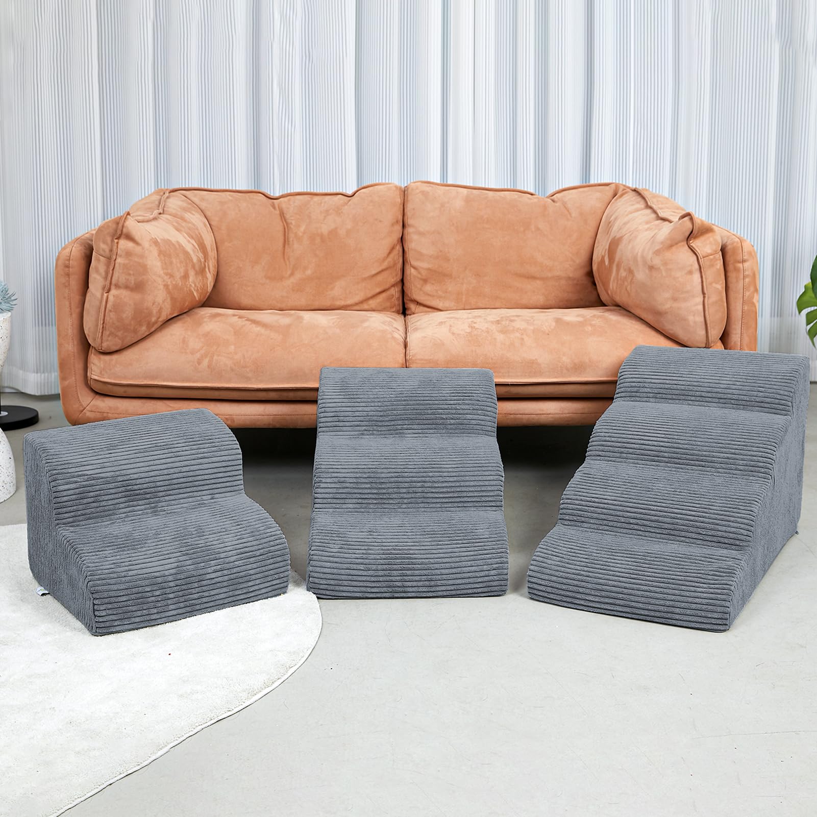 Mesa Lemon Dog Stairs & Steps For High Beds, 2 Steps High Density Foam Waterproof Dog Ramp For Small Dogs And Cats, Pet Stairs W