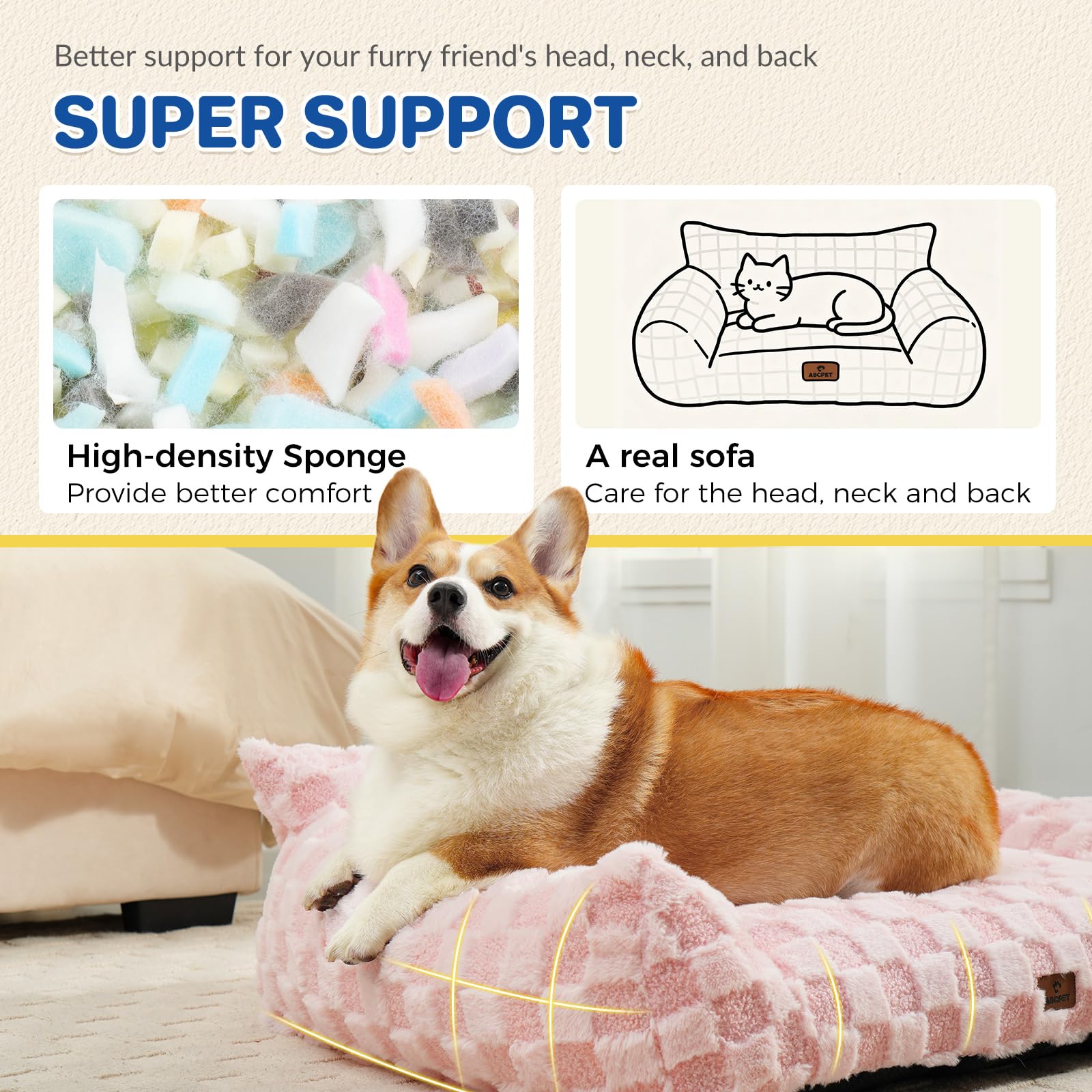 ABCPET Cat Bed Cat Couch for Puppy and Kitten, Fluffy Pet Sofas Medium Dog Sofa Bed, Supportive Cats Sofa for Indoor Cats, Washa