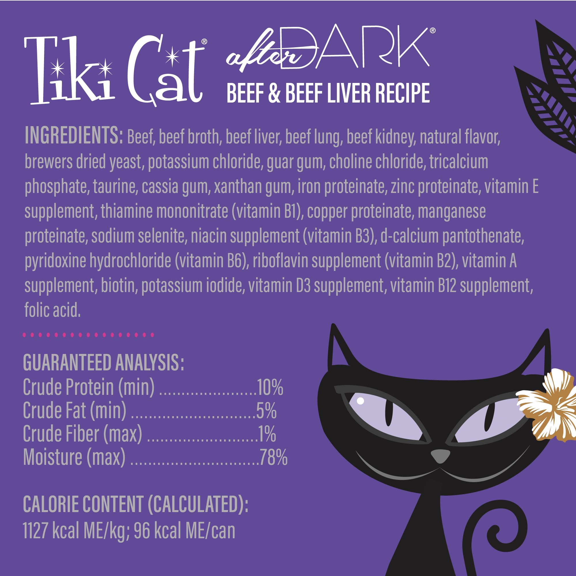 Tiki Cat After Dark Pt  , Beef & Beef Liver, High-Protein and 100% Non-GMO Ingredients, Wet Cat Food for Adult Cats, 3 oz. Cans