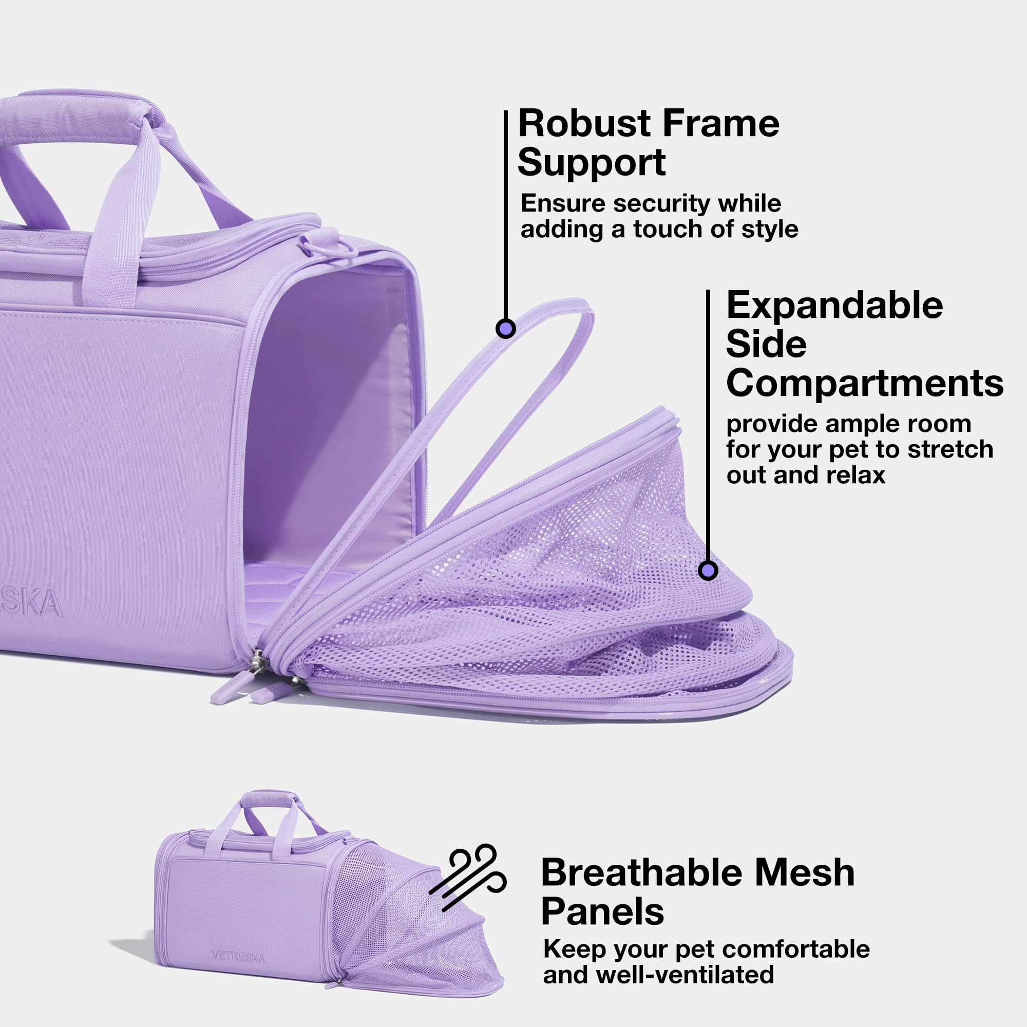 Vetreska Expandable Cat Carrier,Dog Carrier For Small Medium Puppies,Soft-Sided Pet Carrier Airline Approved,Collapsible Travel