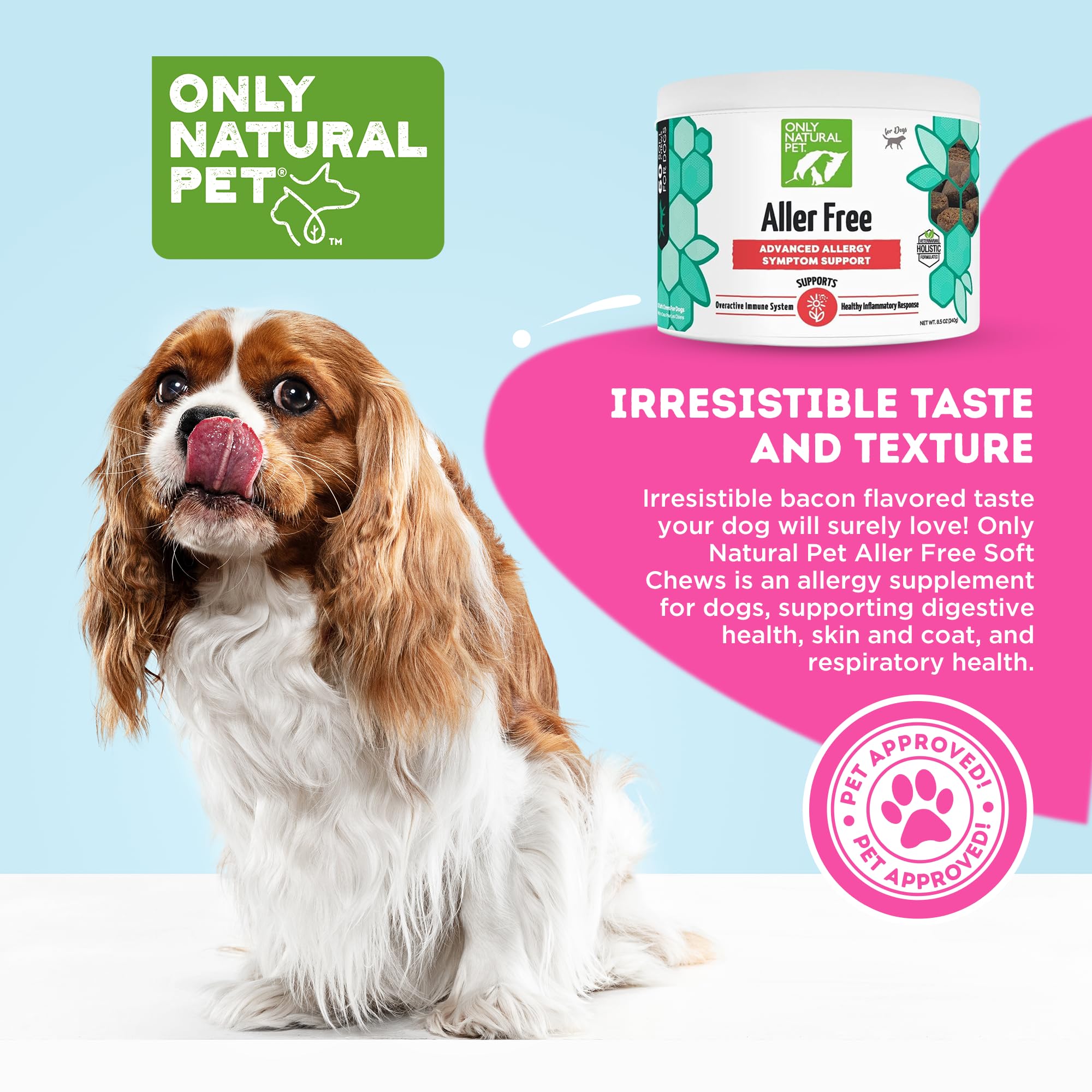ONLY NATURAL PET AllerFree Advanced Allergy Support for Dogs w/Quercetin & Probiotics - Immune, Respiratory, Skin & Coat Health