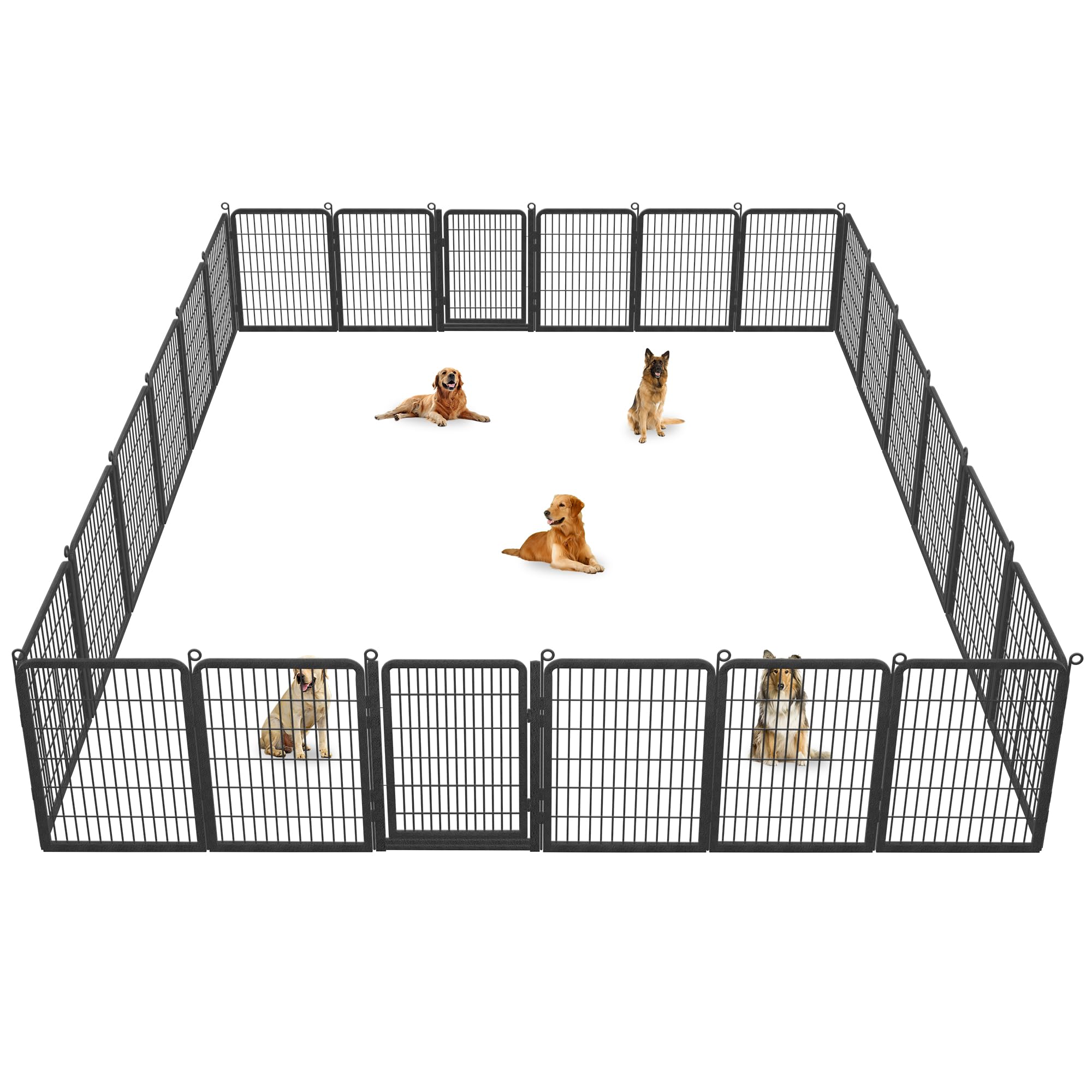 Jhsomdr Dog Playpen Outdoor With Low Threshold Full Gate, 40'' Height 20 Panels Large Dog Pen Dog Fence Outdoor For Yard, Heavy 
