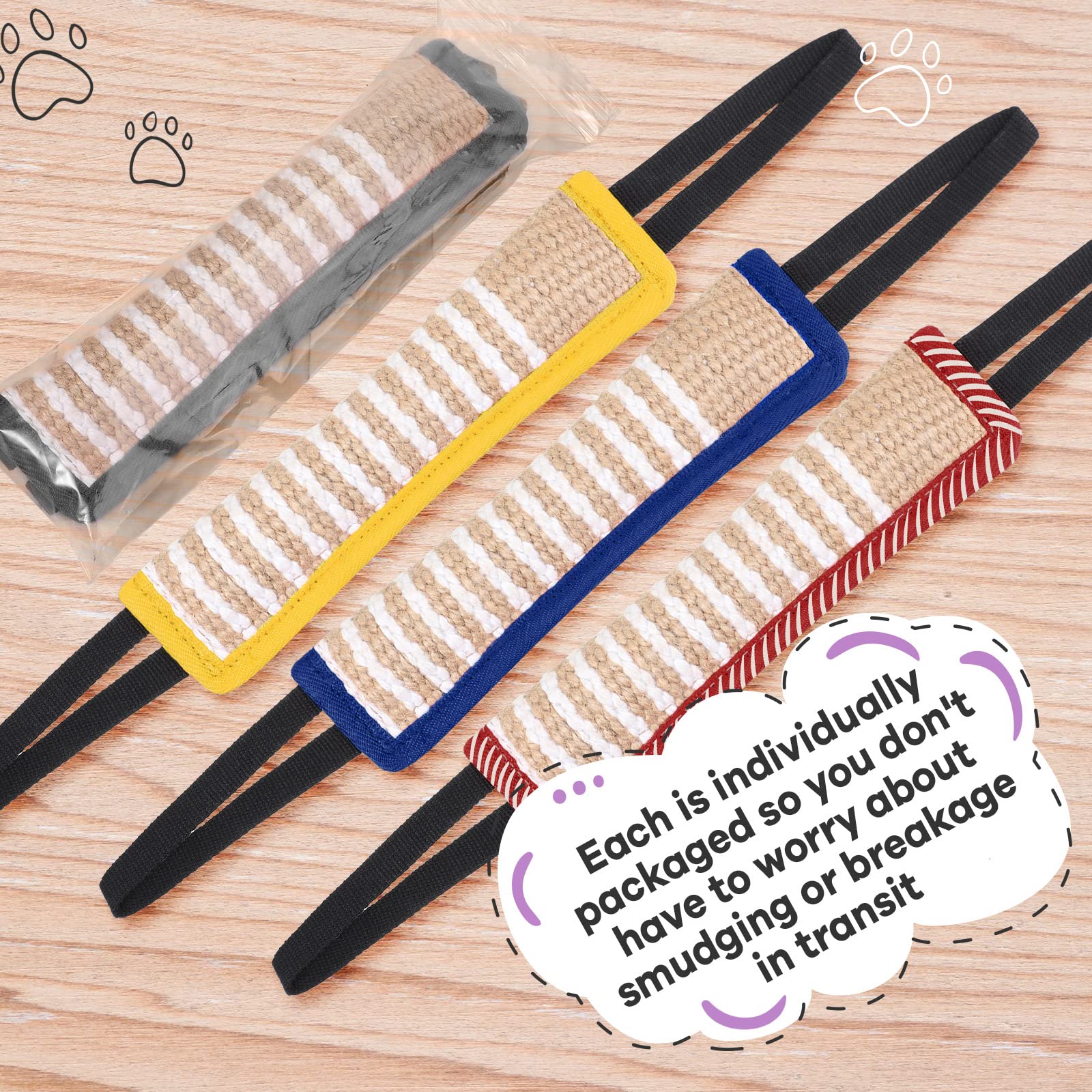 Kacctyen 4 Pcs Dog Tug Toy With 2 Handles - Interactive Play For Small, Medium & Large Dogs (Black, Yellow, Blue, Red)