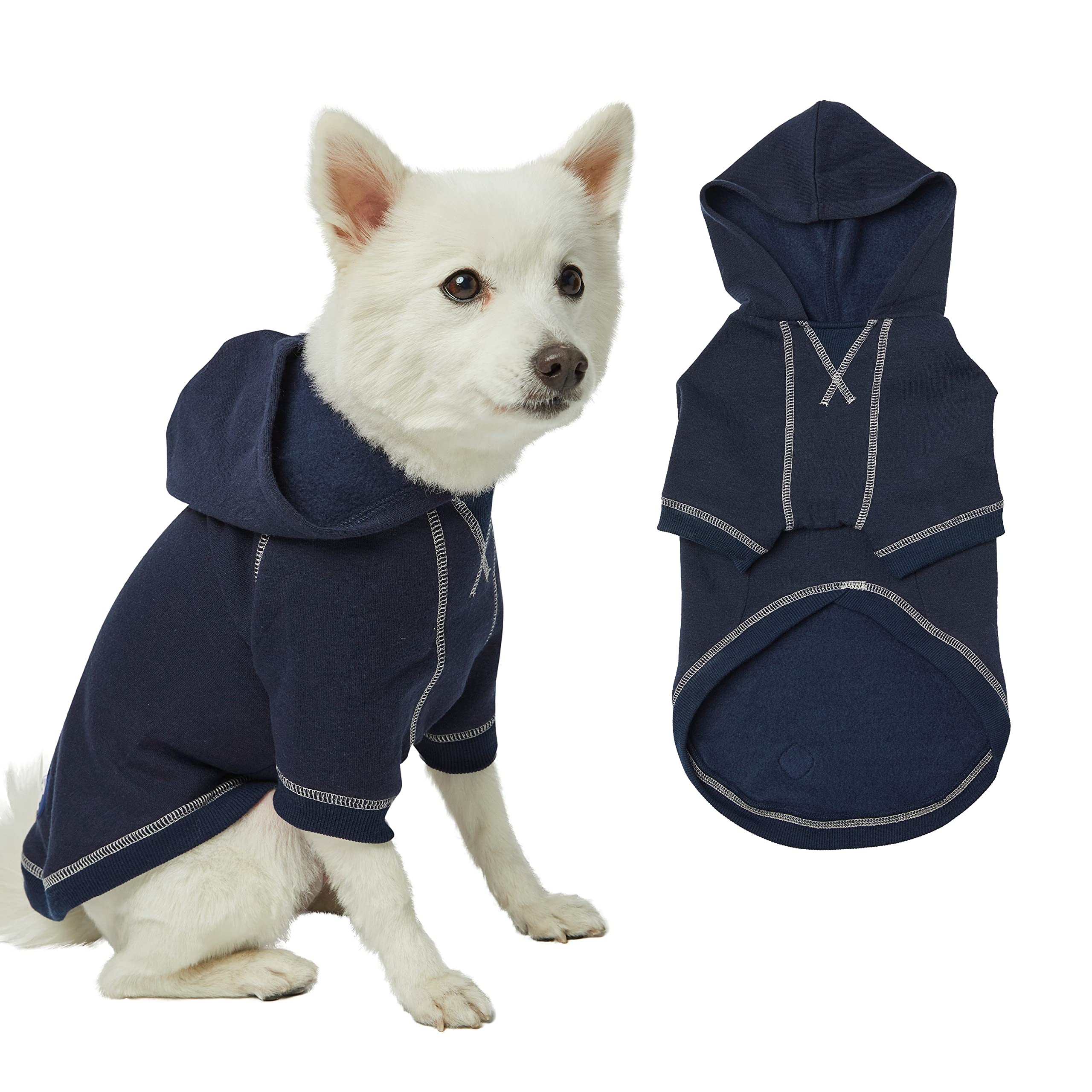 Blueberry Pet Essentials 2023 New Soft & Comfy Better Basic Cotton Blend Dog Hoodie Sweatshirt In Midnight Blue, Back Length 22', Pack Of 1 Jacket For Dogs