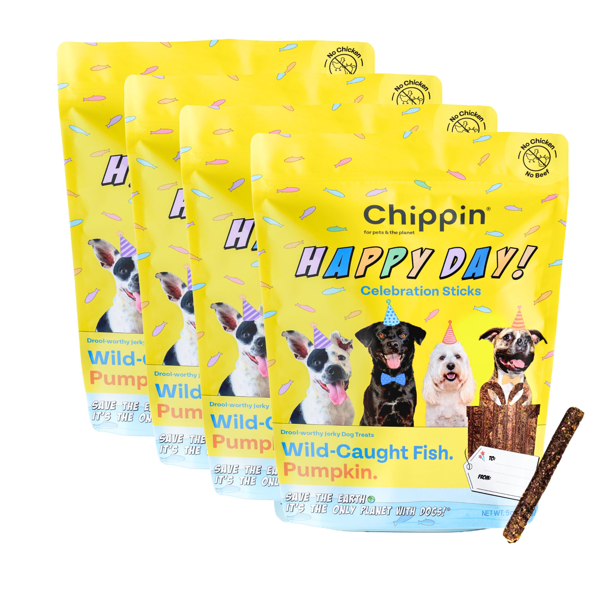 Chippin Giftable Soft Dog Treat | Wild-Caught Fish & Pumpkin Jerky for Dogs | Dog Birthday, Adoption, No Chicken, Grain-Free, Hy