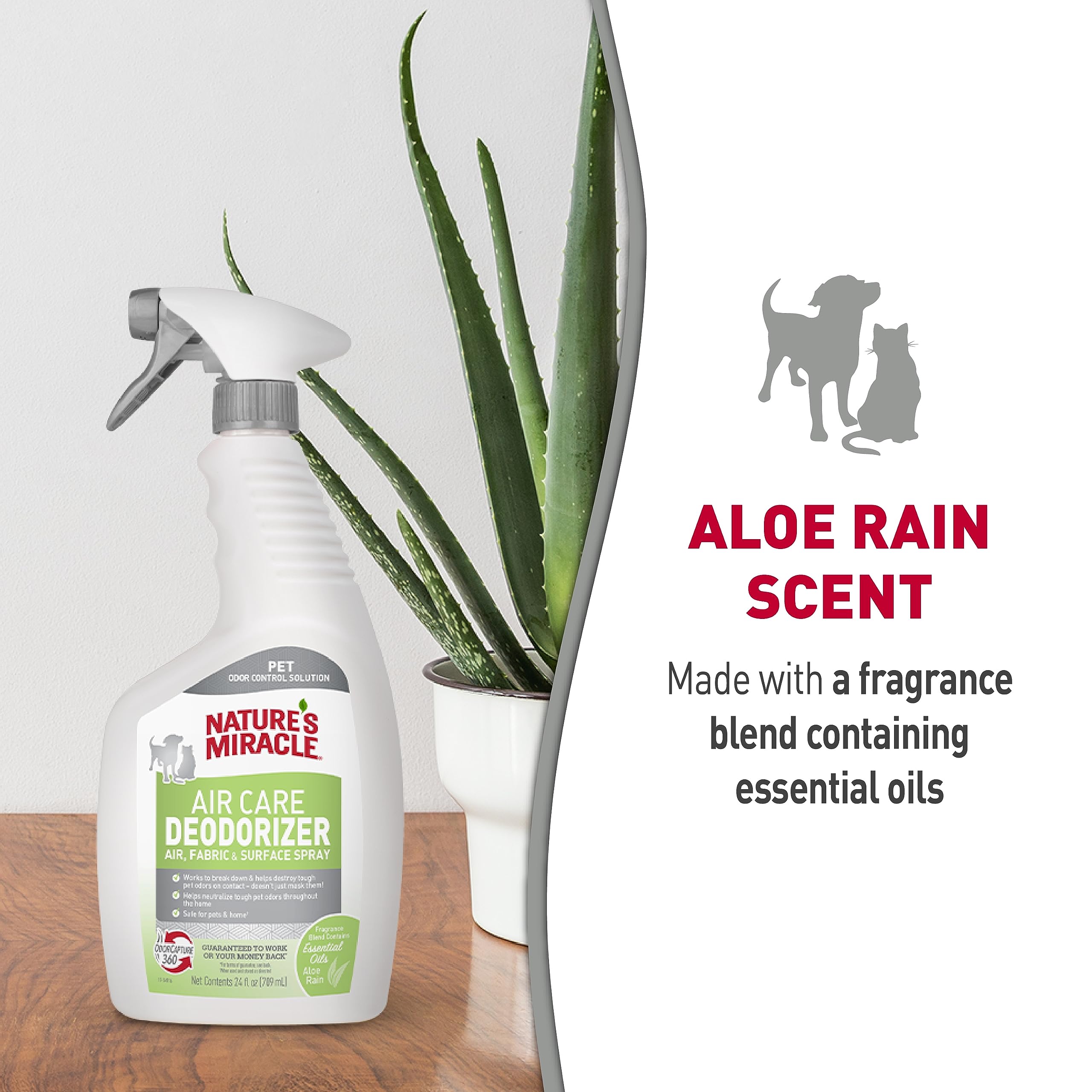 Nature'S Miracle Air Care, Fabric And Surface Spray Aloe Rain Scent Pet Odor Eliminator Deodorizer, 24 Fl. Oz.