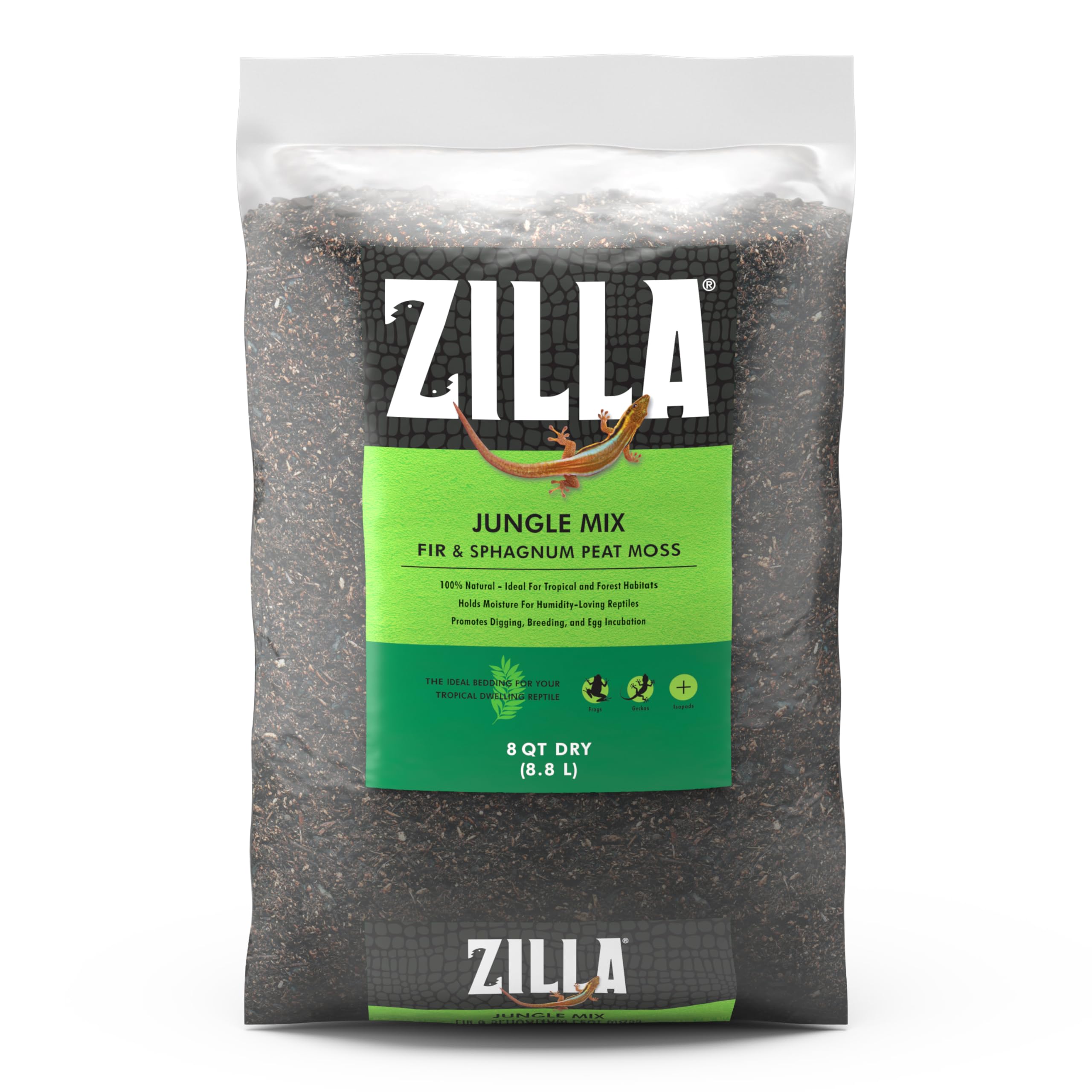 Zilla Pet Reptile Terrarium Substrate Bedding, Jungle Mix, For Frogs, Rainforest Geckos, Toads And Snakes, 8 Quart