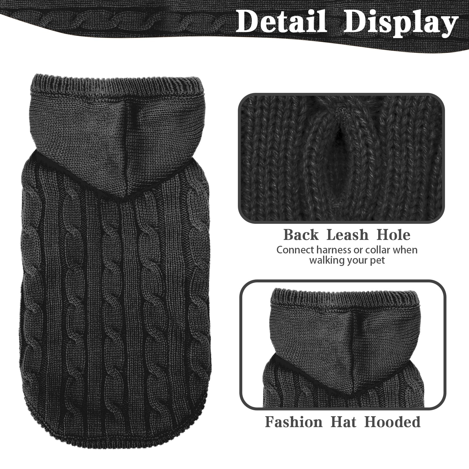 Pupteck Winter Dog Cat Sweater Coat - Soft Cold Weather Clothes Knitwear For Kitties & Small Dogs Indoor Outdoor Walking Warm, K