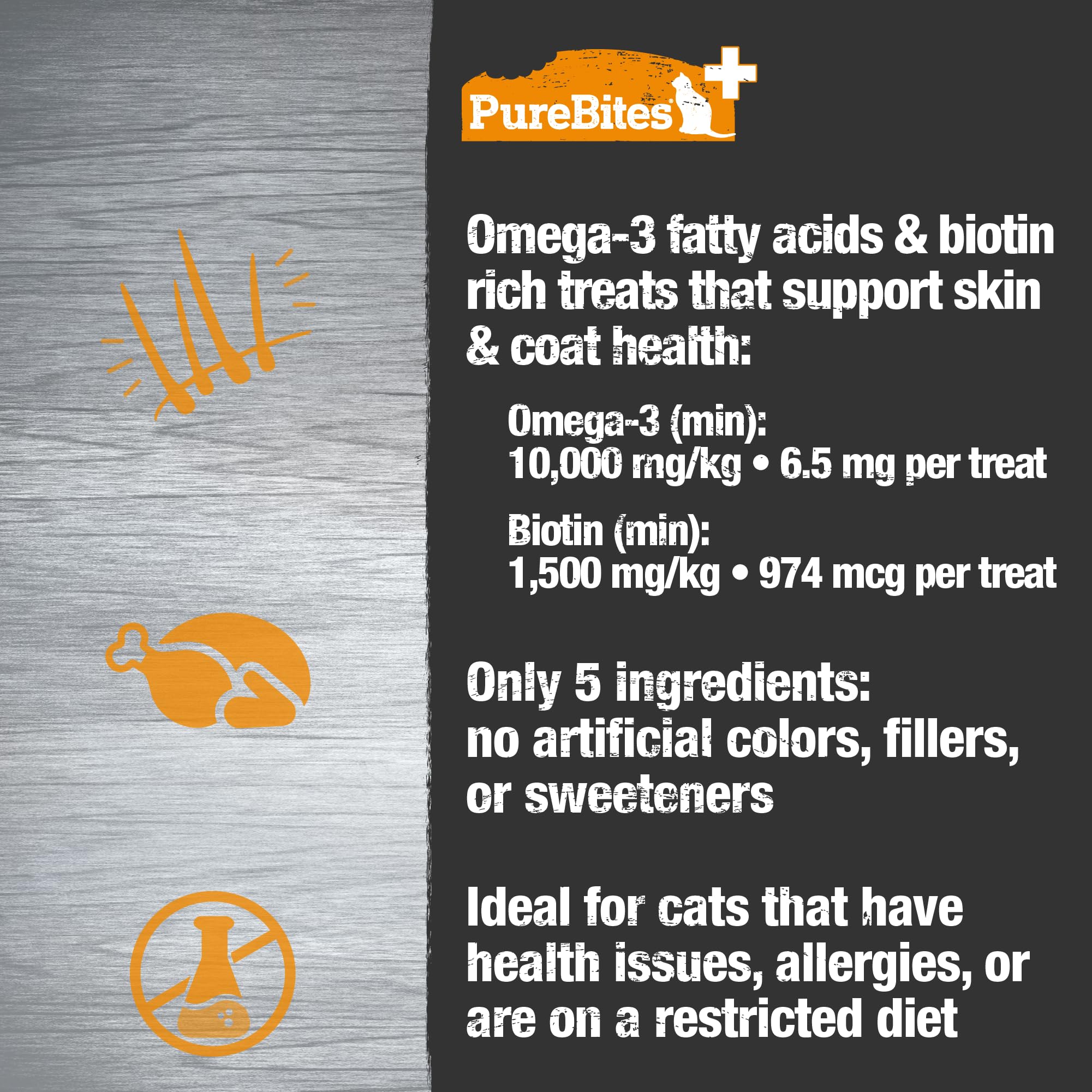 PureBites+ Freeze Dried Cat Treat 31g | Skin & Coat | 5 Ingredients | Made in USA
