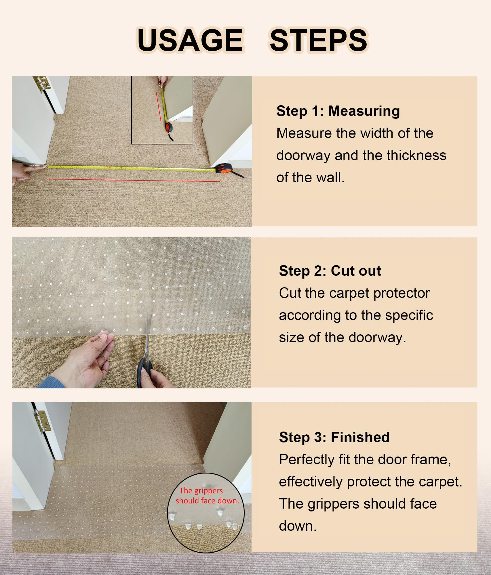 Syandlvy Carpet Protector For Pets, Cat Scratching Pads For Doorway, Anti Scratch Under Door, Kittens Scratch Stopper Mat, Easy