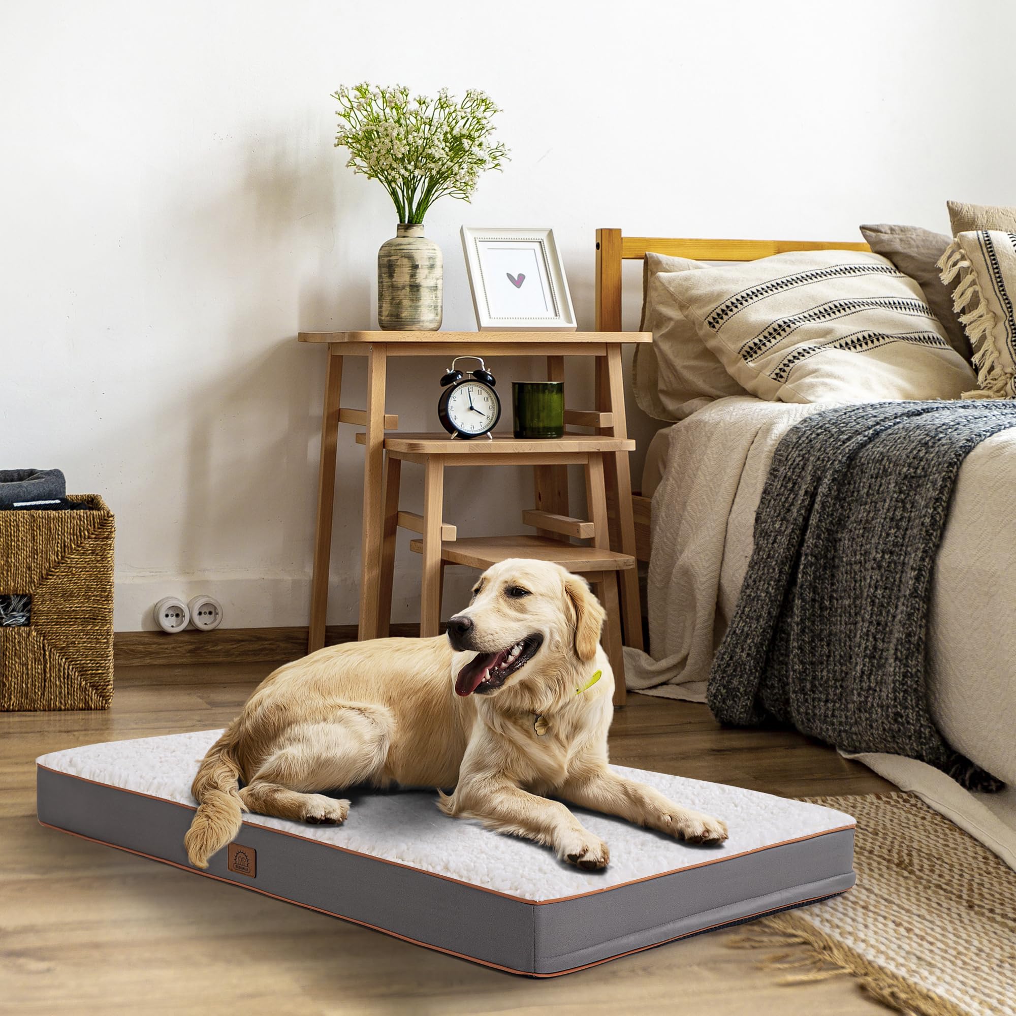 Sunheir Orthopedic Dog Beds for Small Dogs, Waterproof Puppy Bed with Removable Washable Cover, Non-Slip Bottom and Egg-Crate Fo