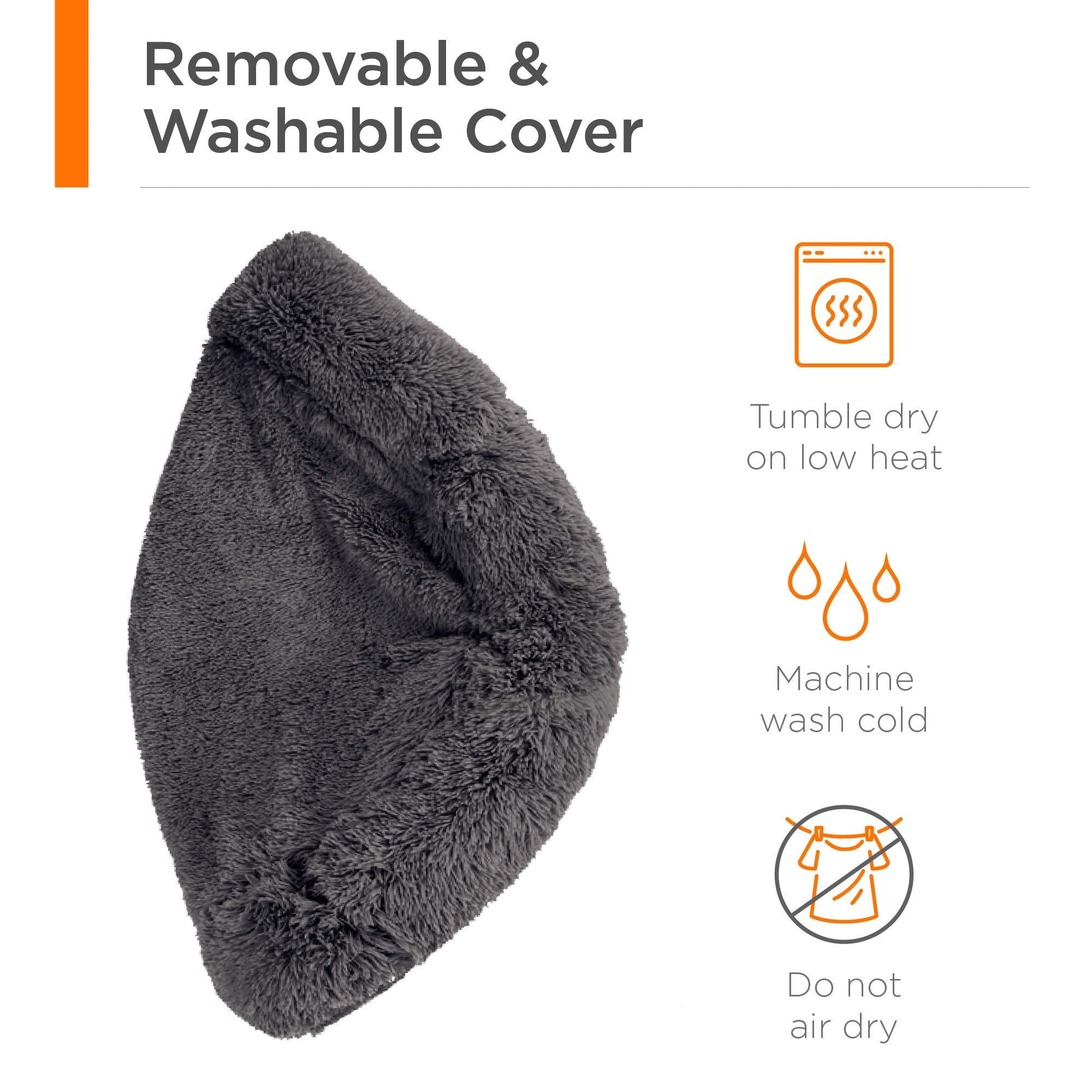 Best Choice Products 45In Dog Bed Self-Warming Plush Shag Fur Donut Calming Pet Bed Cuddler W/Water-Resistant Lining, Raised Rim - Gray