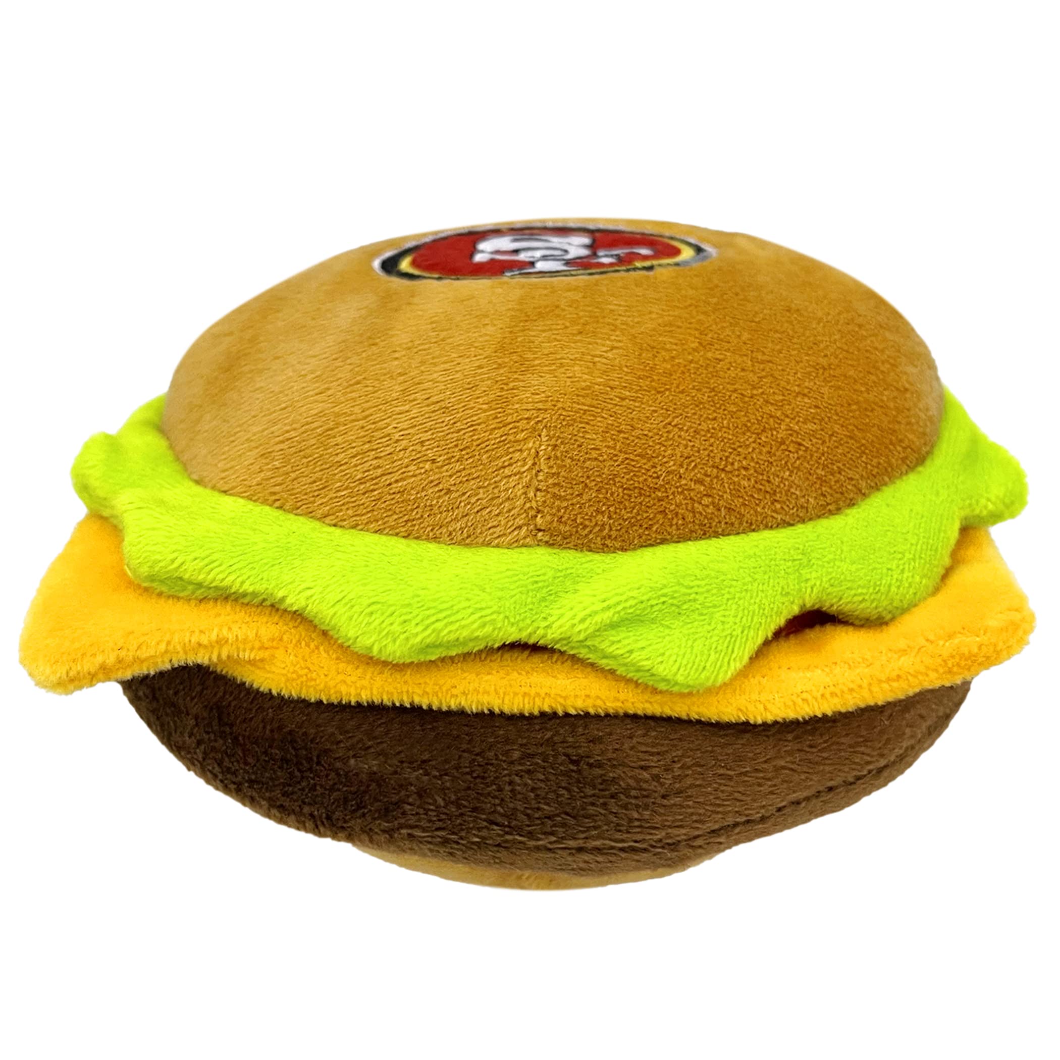 Pets First Nfl San Francisco 49Ers Cheese Burger Plush Dog & Cat Squeak Toy - Cutest Stadium Hamberger Snack Plush Toy For Dogs & Cats With Inner Squeaker & Beautiful Football Team Name/Logo