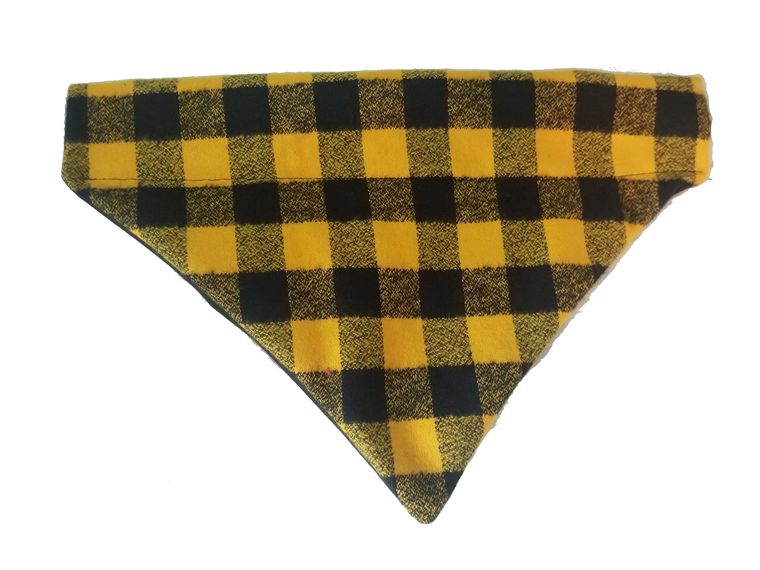 Black And Yellow Plaid Flannel Over The Collar Dog Bandana That Slips Onto Their Existing Collar Size Extra Large