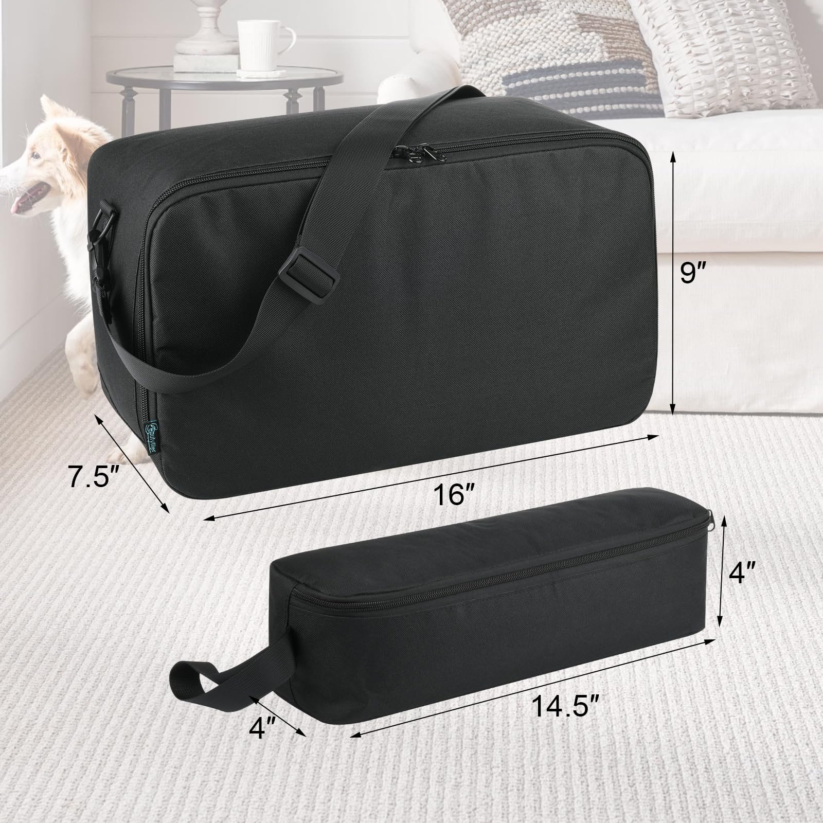 Beautyflier Pet Grooming Supplies Organizer, Protective Tote Bag Case for Pet Grooming Kit & Vacuum Suction Dogs Cats Hair, Trav