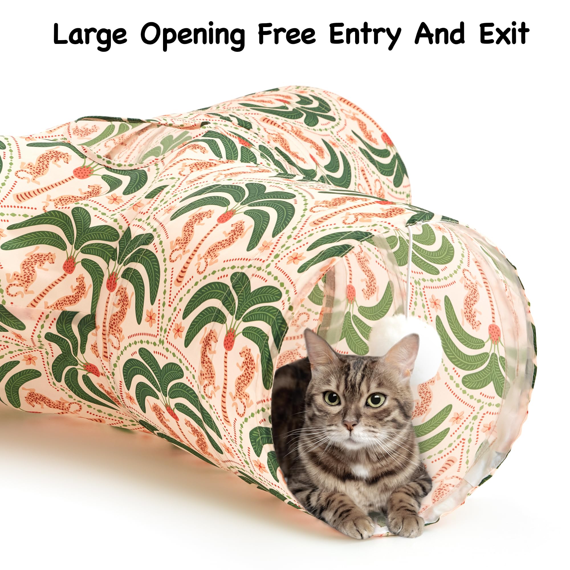 Tempcore Pet Cat Tunnel Tube Cat Toys 3 Way Collapsible, Cat Tunnels For Indoor Cats,Kitty Tunnel Bored Pet Toys Peek Hole Toy B