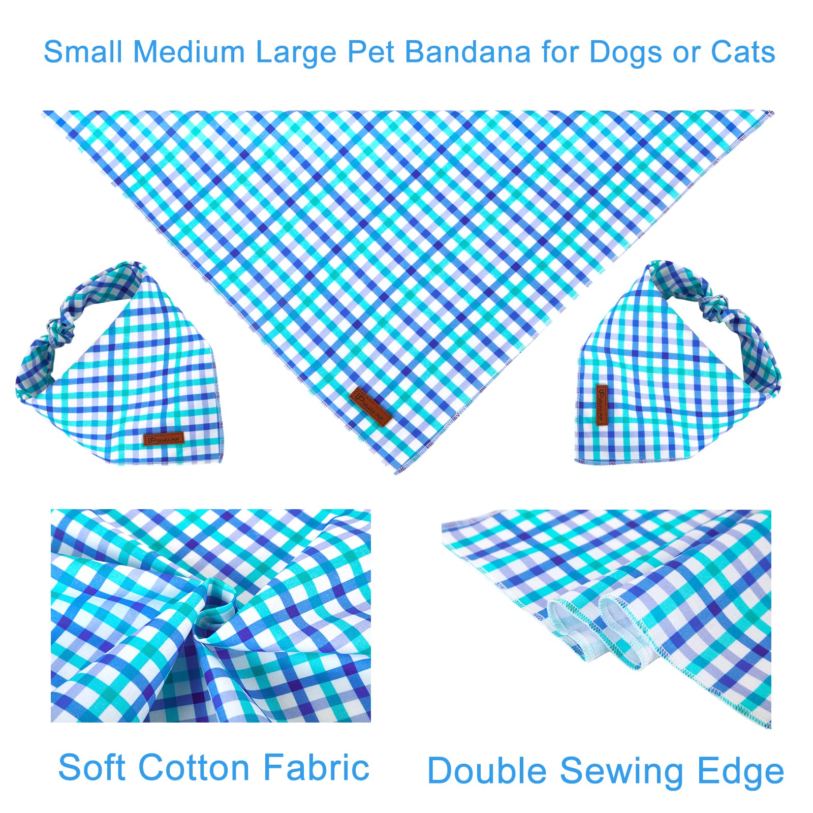 Up Urara Pup Summer Bandana - Comfortable Cotton Grid Triangle Bid Scarf For Puppy, Washable Pet Kerchief For Boy Or Girl Dogs O