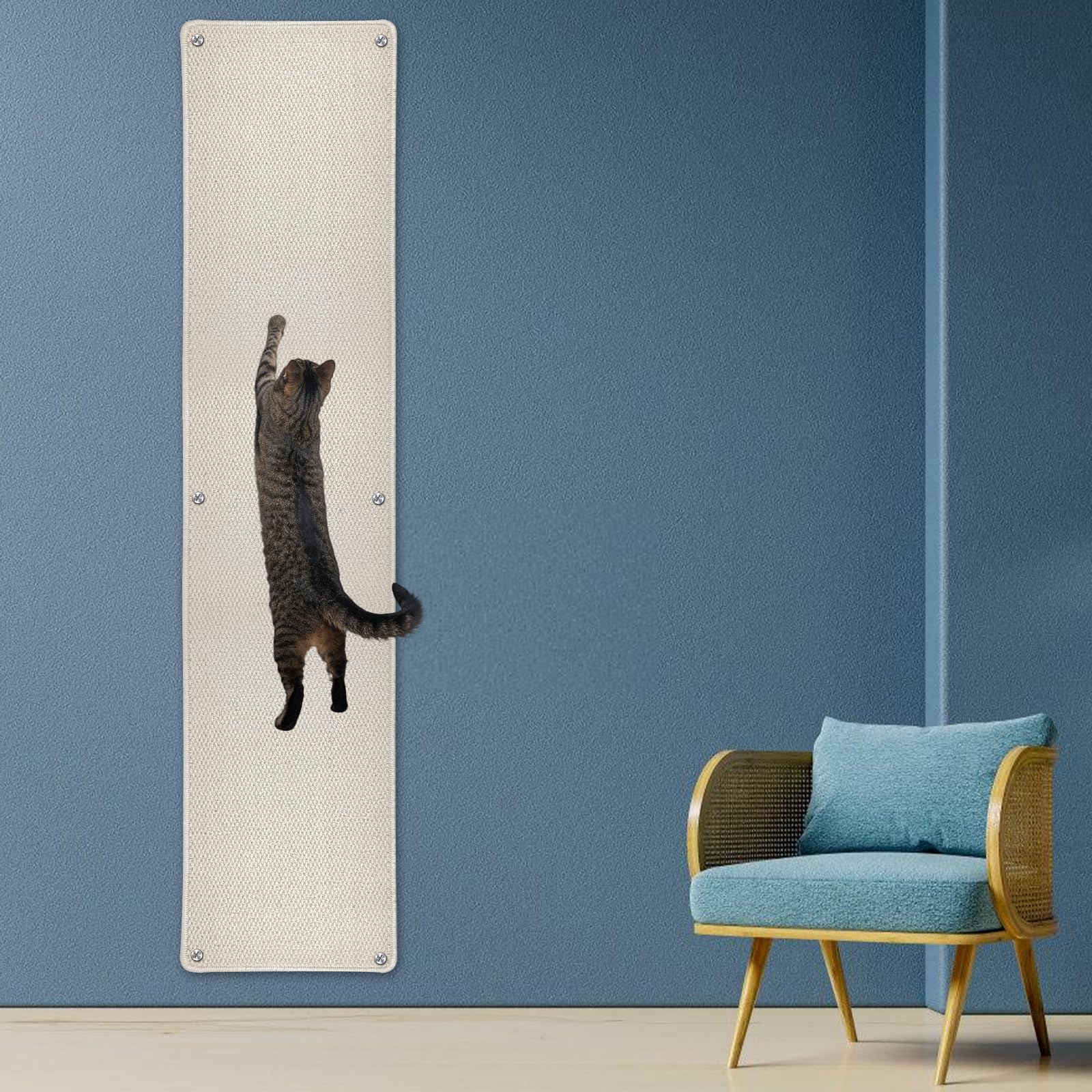 71'' X 15.8'' Thickened Cat Wall Climbing Carpet, Extra Large Cat Wall Scratcher Mat Imitation Sisal Wall Mounted Cat Scratcher 