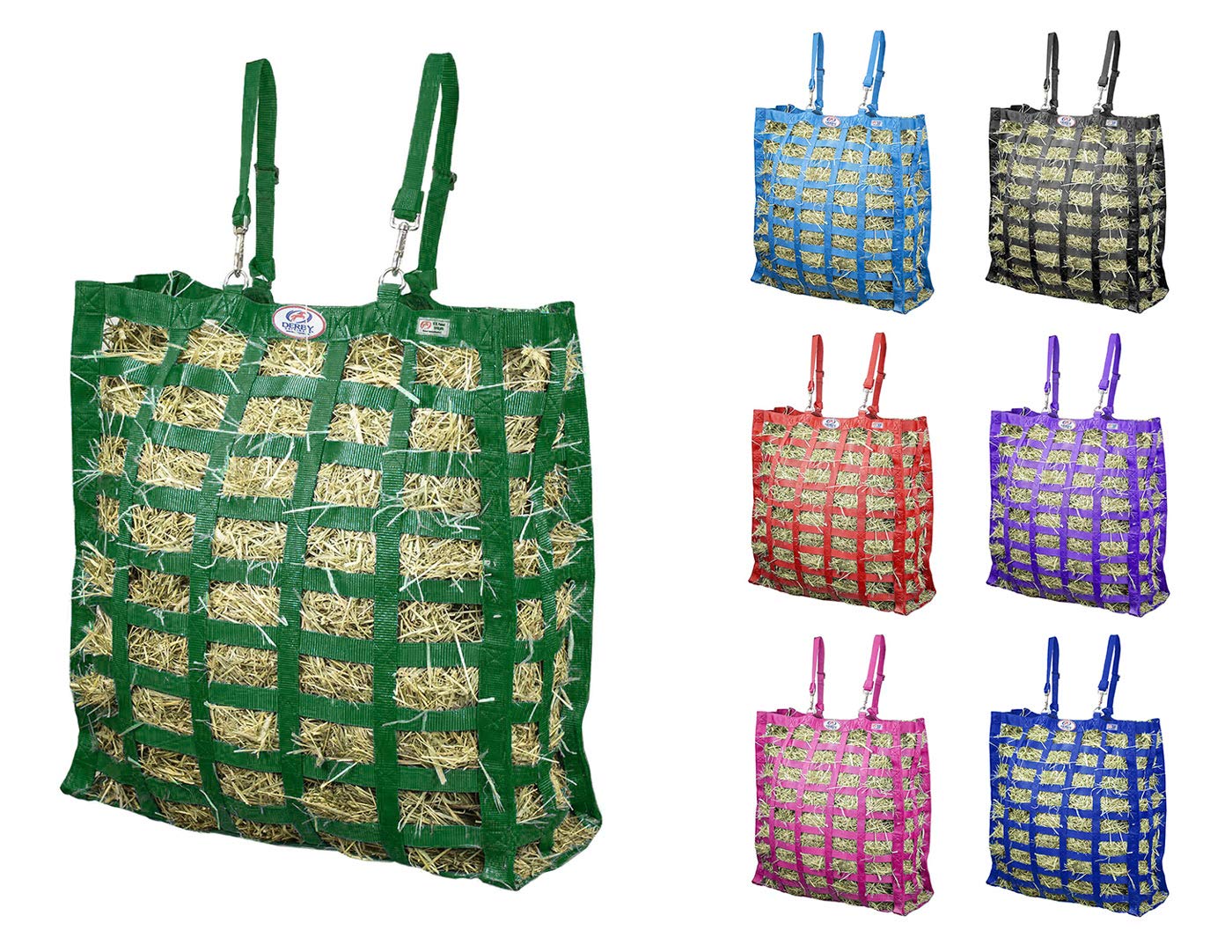 Derby Originals Supreme Patented Four Sided Slow Feed Horse Hay Bag With 1 Year Warranty Horse Mouth Shape 3.5' X 1.75' Opening