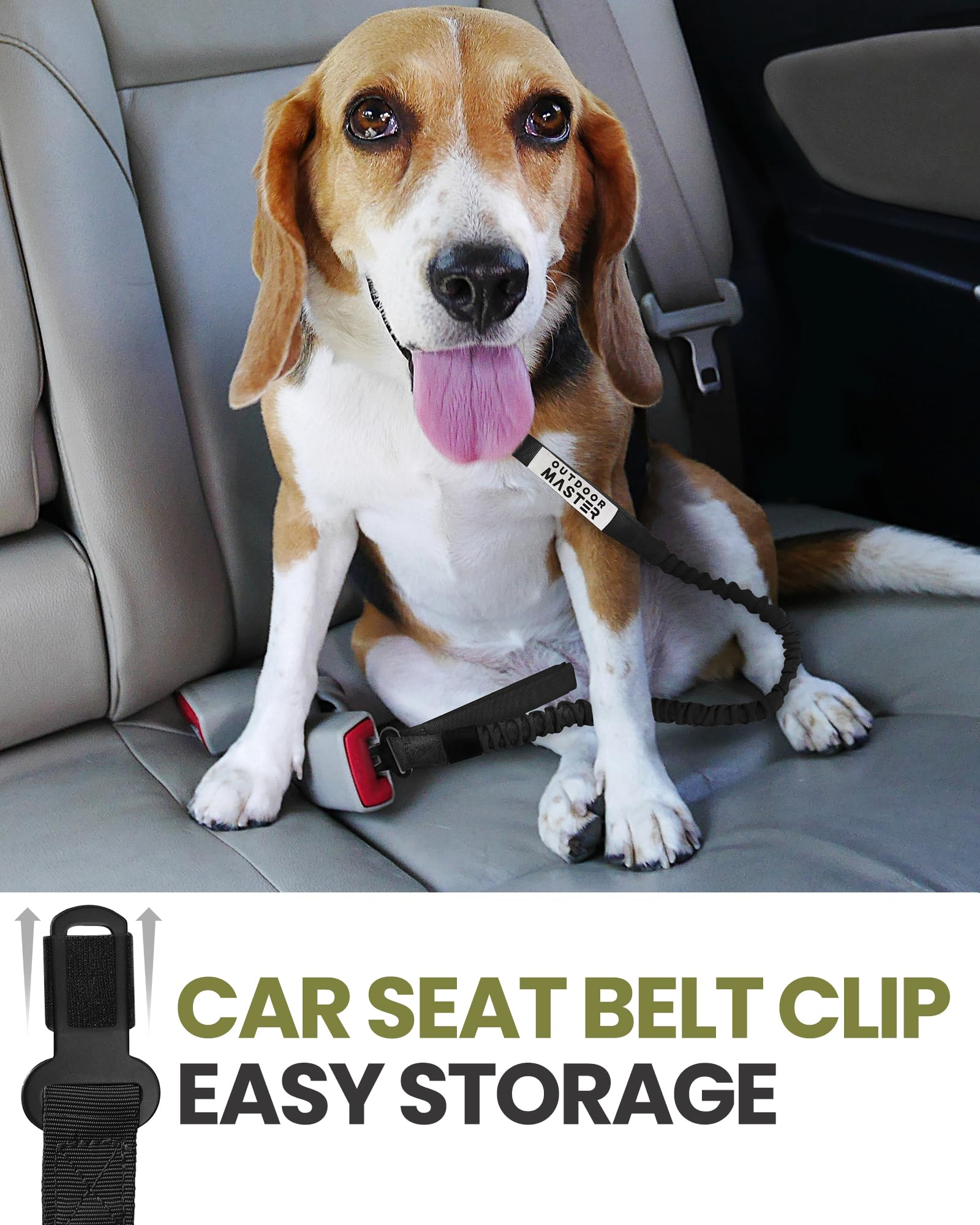 Outdoormaster Bungee Dog Leash, Heavy Duty Dog Leash With Shock Absorption, 2 Padded Handles Training Leash, Improved Dog Safety And Comfort - Black Upgraded, 4 Ft