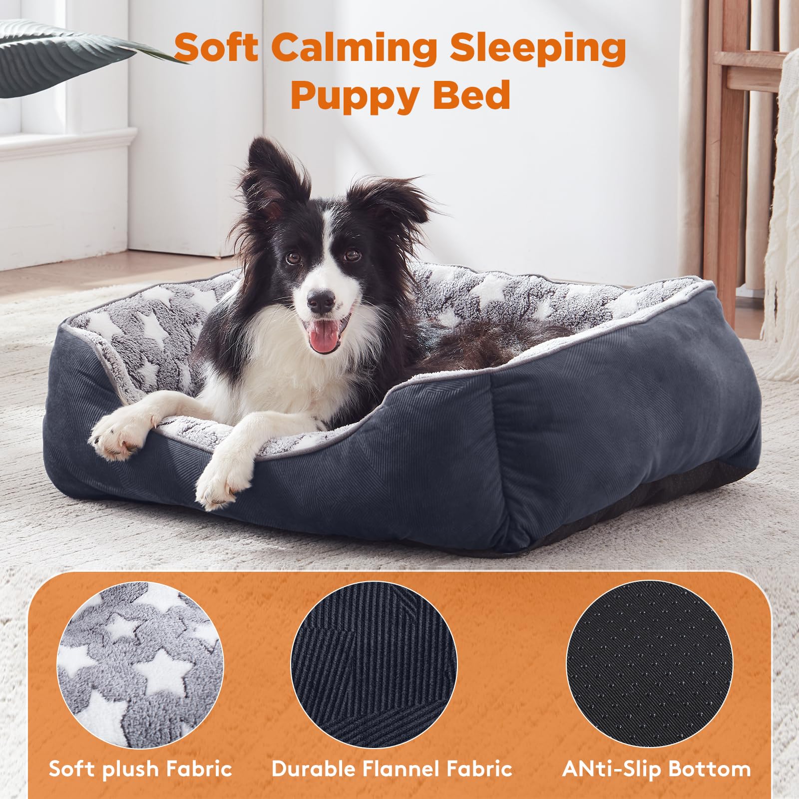GASUR Rectangle Dog Bed for Large Dogs, Cozy Washable Bed Orthopedic Dog Sofa Bed, Sturdy Pet Cuddler Anti-Slip Bottom, Soft Cal