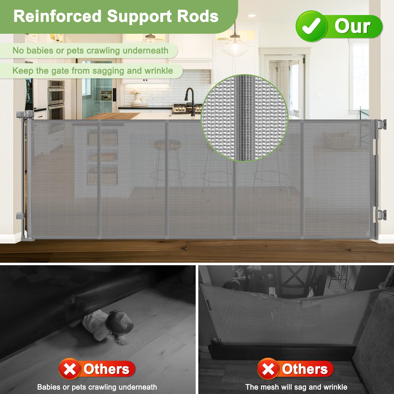 Reinforced 100 Inch Extra Long Baby Gates for Large Openings Retractable Baby Gate Retractable Dog Gate for Doorways Extra Wide