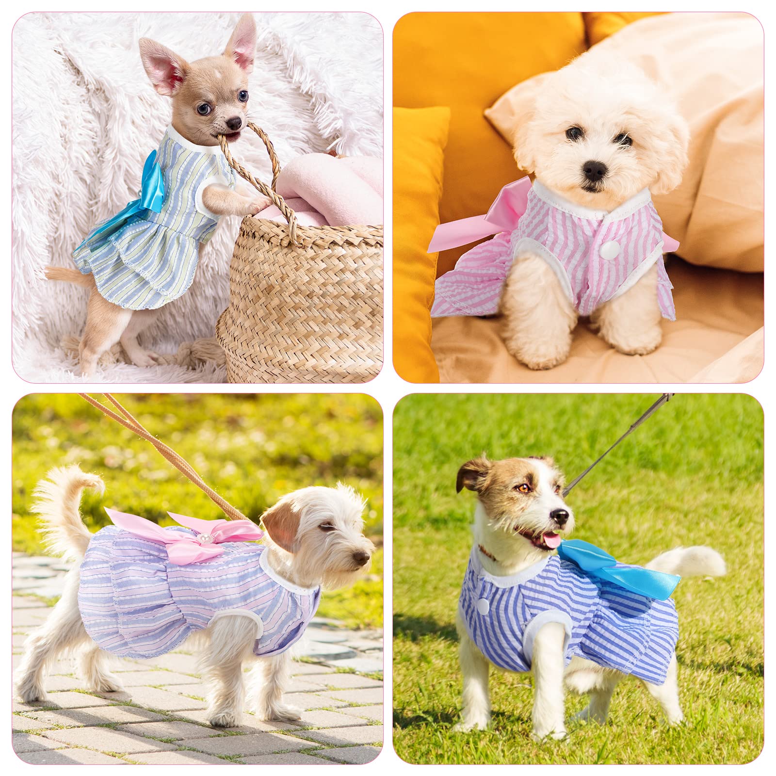 4 Pieces Dog Dresses Dogs Puppy Clothes Summer Princess Pet Dresses Girl Female Doggie Tutu Skirt Apparel for Chihuahua Yorkies