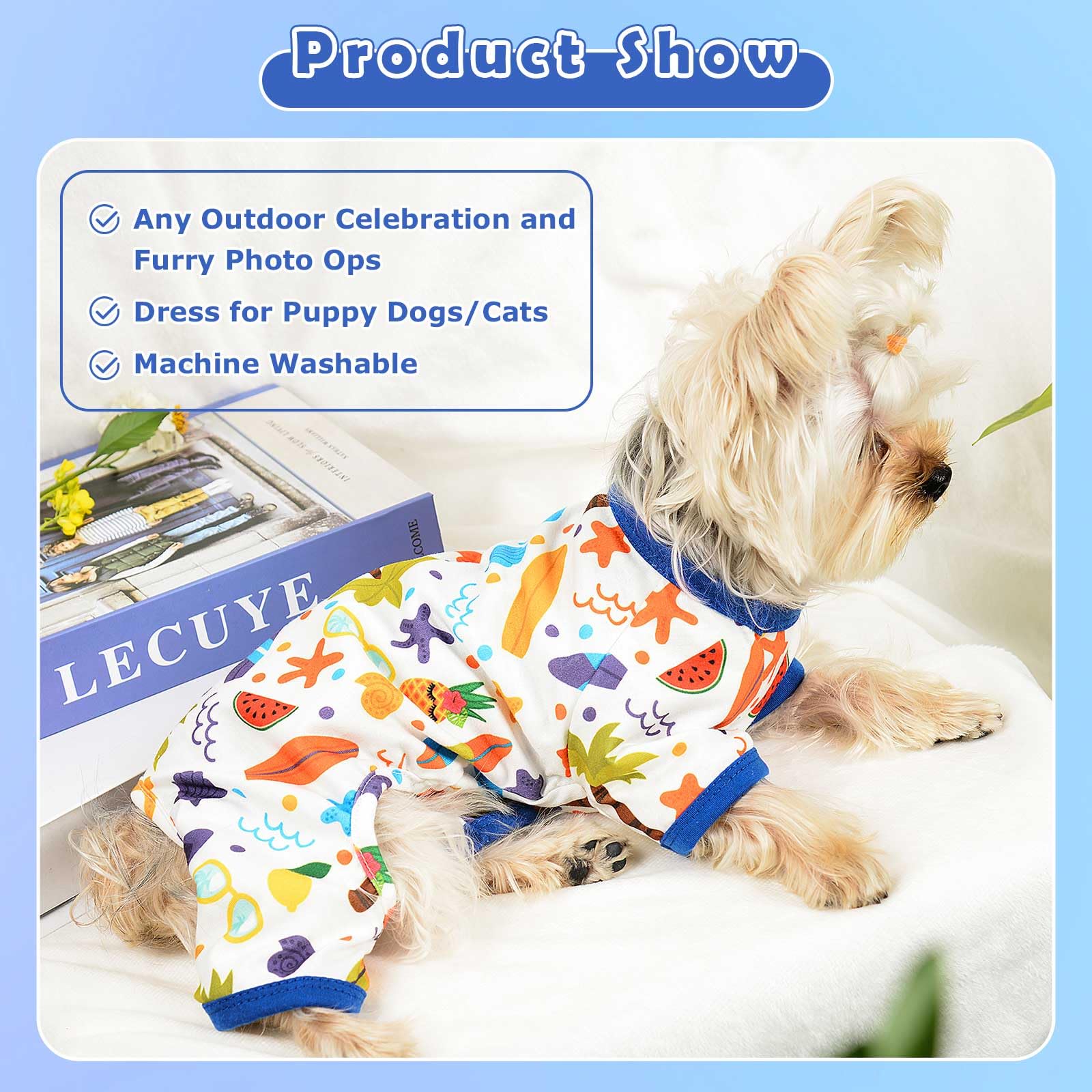 Dosuyi Dog Pajamas Spring Summer Pet Clothes For Small Dogs Girl Boy Soft Stretchy Puppy Clothes Cat Pjs Pet Jammies Outfit (San