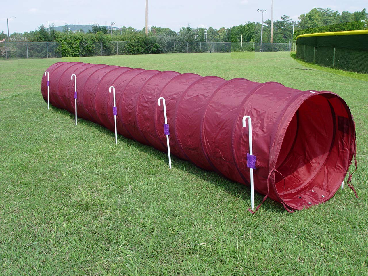 14' Dog Agility Tunnel With Stakes, Multiple Colors Available (Burgundy)