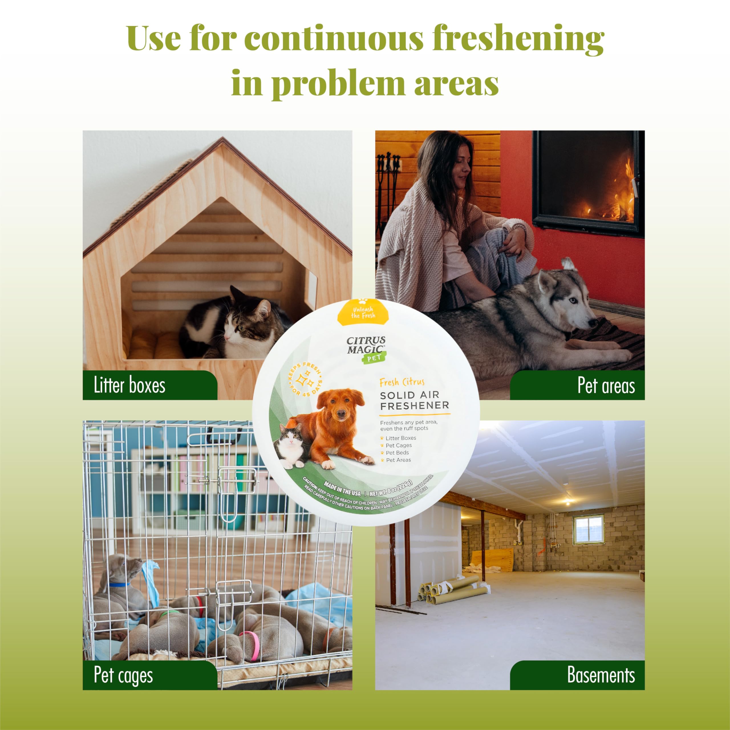 Citrus Magic Pet Odor Eliminator Solid Air Freshener, Fresh Citrus, 8-Ounce, Pack Of 1