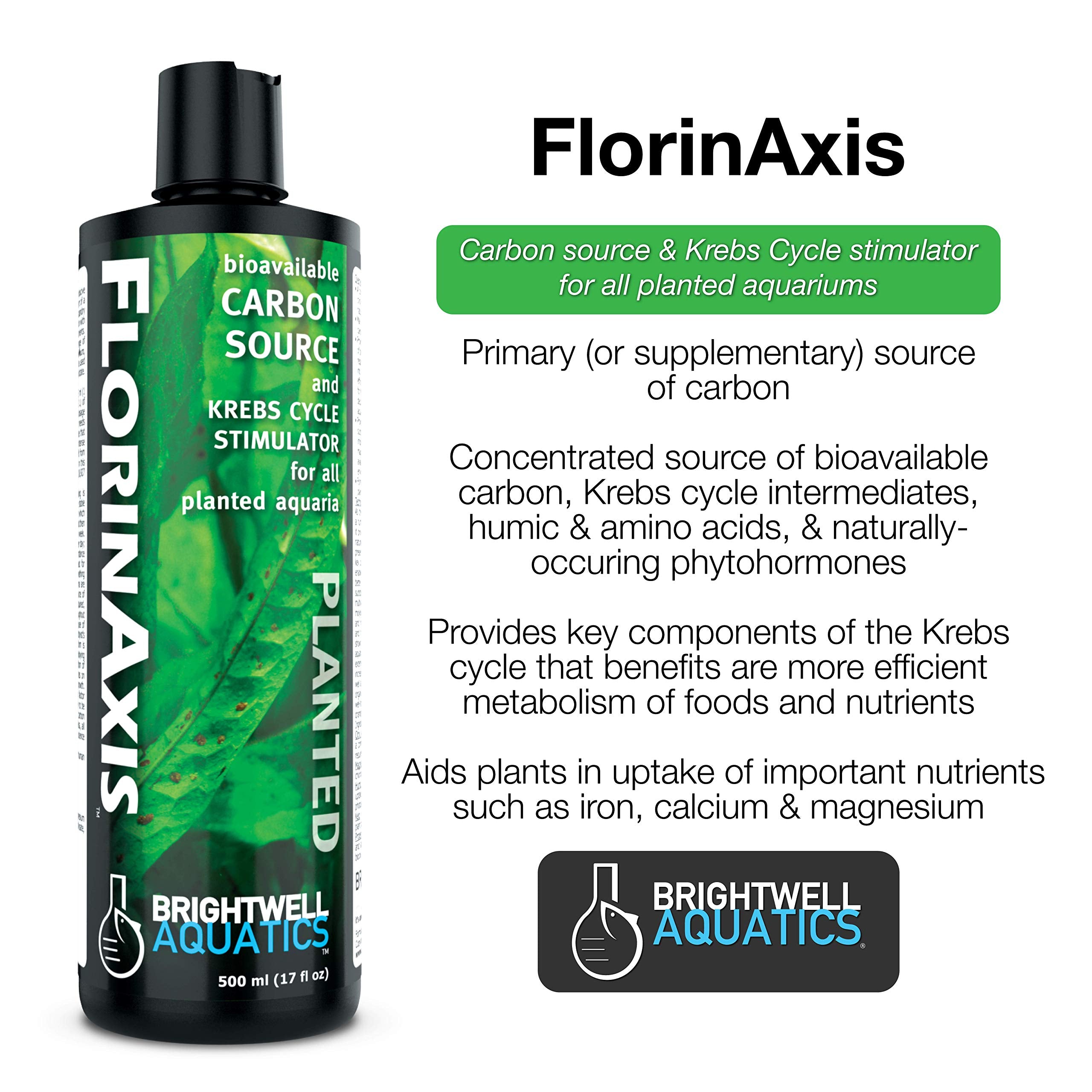 Brightwell Aquatics Florinaxis - Carbon Source & Krebs Cycle Stimulator For All Planted Aquaria, 250 Ml, Green