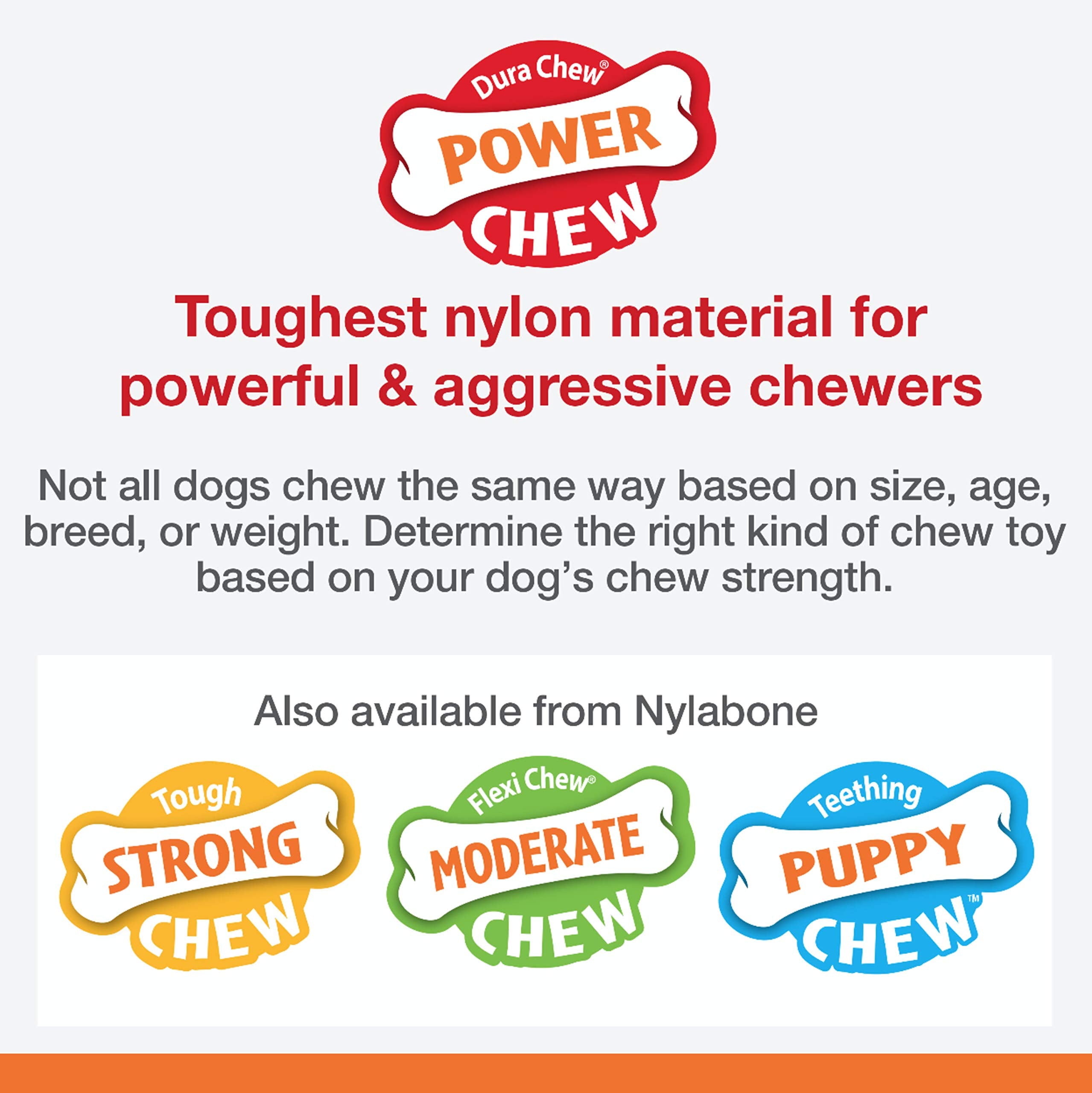 Nylabone Flavor Frenzy Dental Bone Power Chew Toy, Dog Toys For Aggressive Chewers, Philly Cheesesteak, X-Large - 50+ Lbs, 1 Count