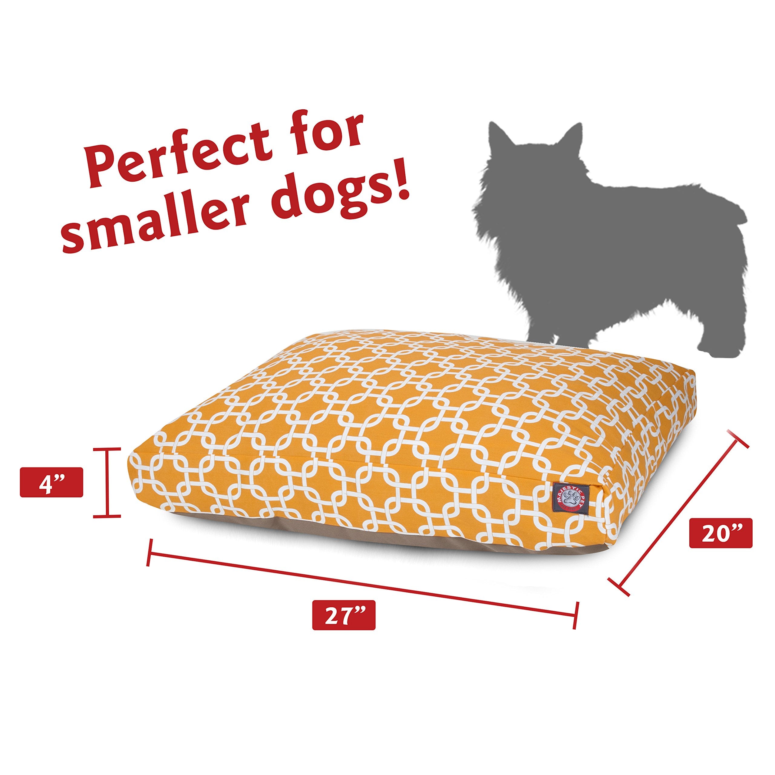 Yellow Links Small Rectangle Indoor Outdoor Pet Dog Bed With Removable Washable Cover By Majestic Pet Products