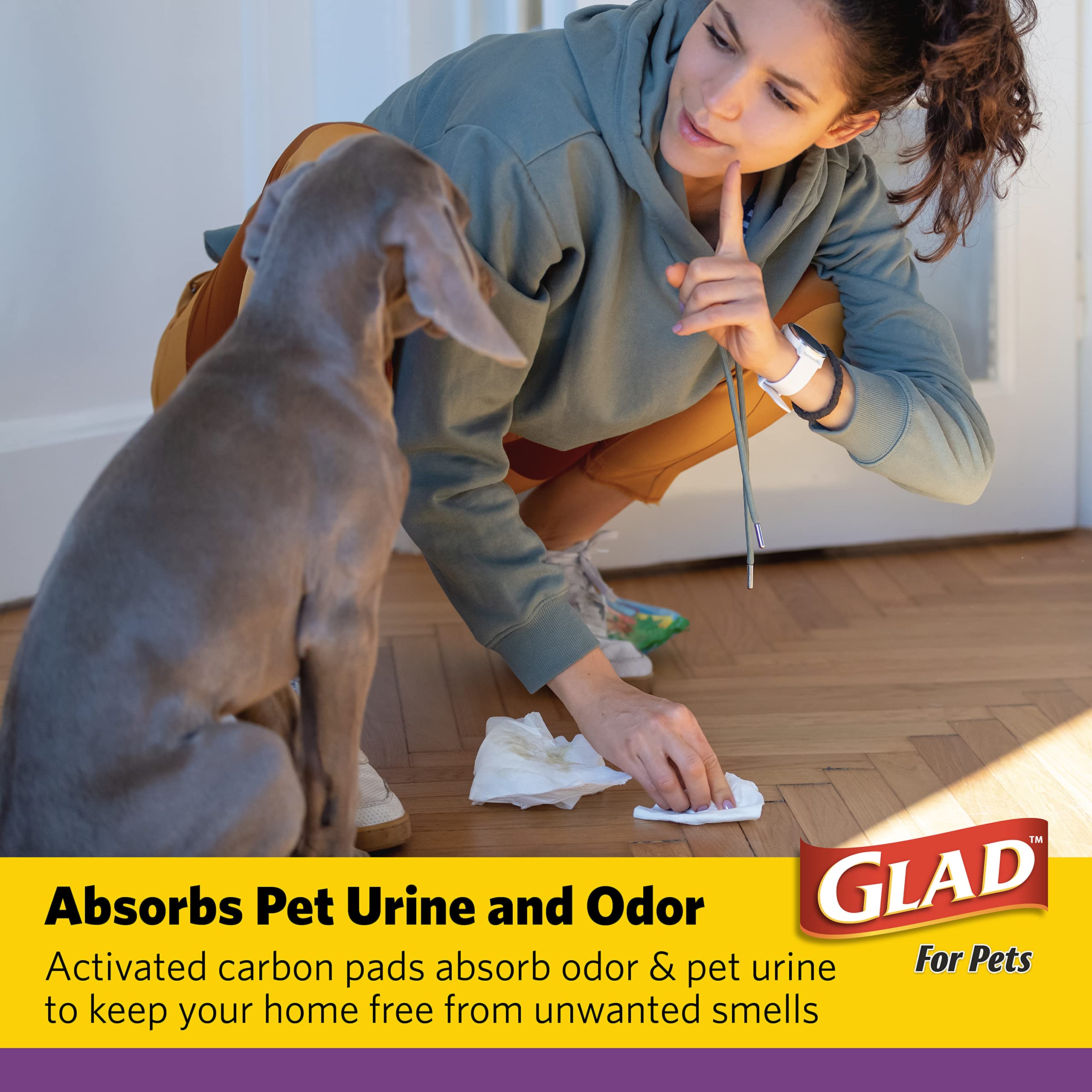 Glad For Pets Jumbo-Size Charcoal Puppy Pads | Black Training Pads That Absorb & Neutralize Urine Instantly | New & Improved Quality Puppy Pee Pads, 60 Count