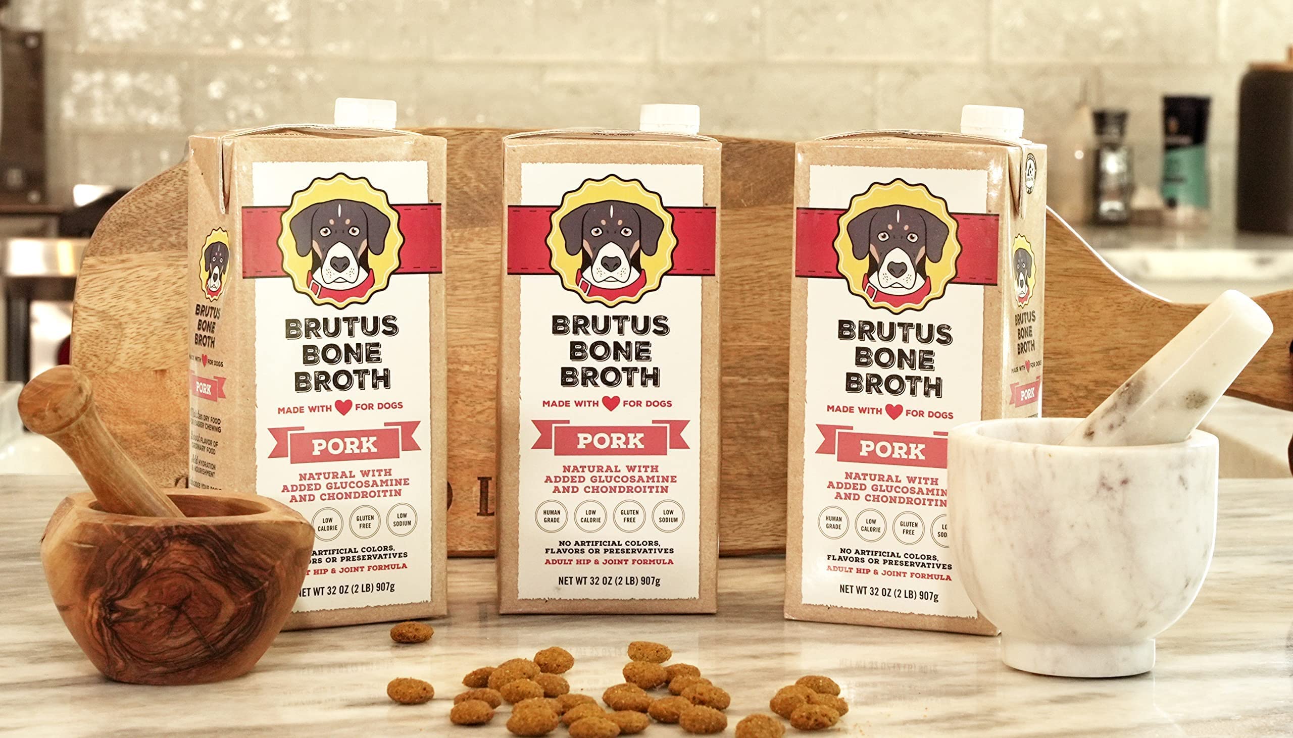 Brutus Bone Broth for Dogs | All Natural | Made in USA | Glucosamine & Chondroitin for Healthy Joints | Human Grade Ingredients