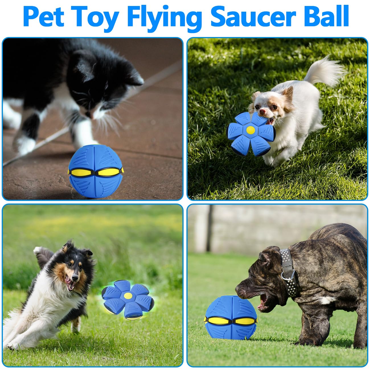 BADWALT FlidRunest 2PCS Pet Toy Flying Saucer Ball, Flying Saucer Ball Dog Toy with 3 Light for Interactive Dog,Cats, Childrens