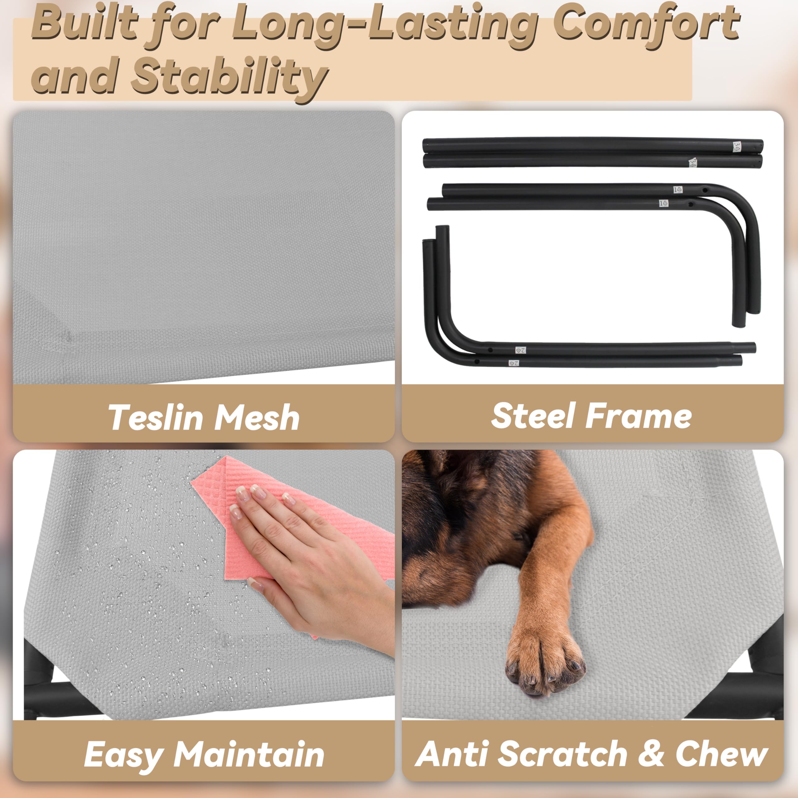 Phyex Elevated Dog Bed For Small Dogs, Raised Dog Bed With Breathable Mesh, Dog Cot Bed With Sturdy Steel Frame For Indoor & Out