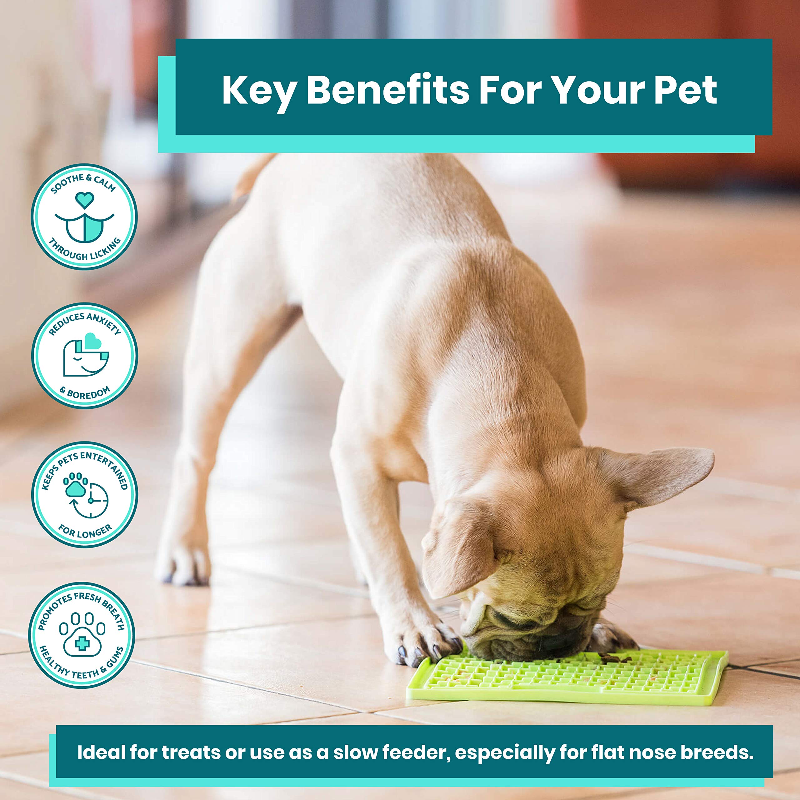 LickiMat Classic Buddy Slow Feeder for Dogs Lick Mat Boredom Anxiety Reducer Perfect for Food Treats Yogurt Liquid Food Peanut B