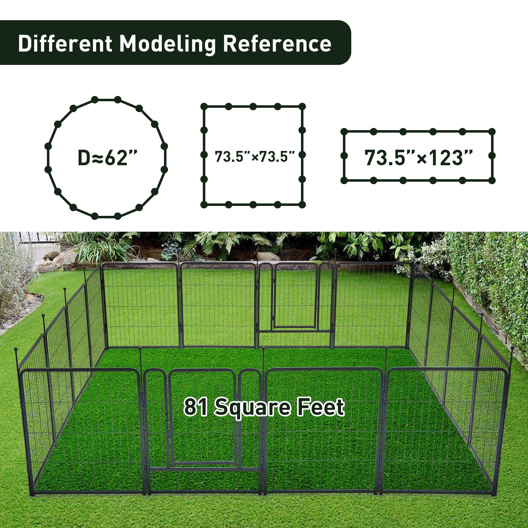 Mestyl Dog Playpen, 40'' Height 16 Panels Outdoor Pet Play Pen, Big Dog Exercise Play Pen For Large/Medium/Small Dogs, Foldable