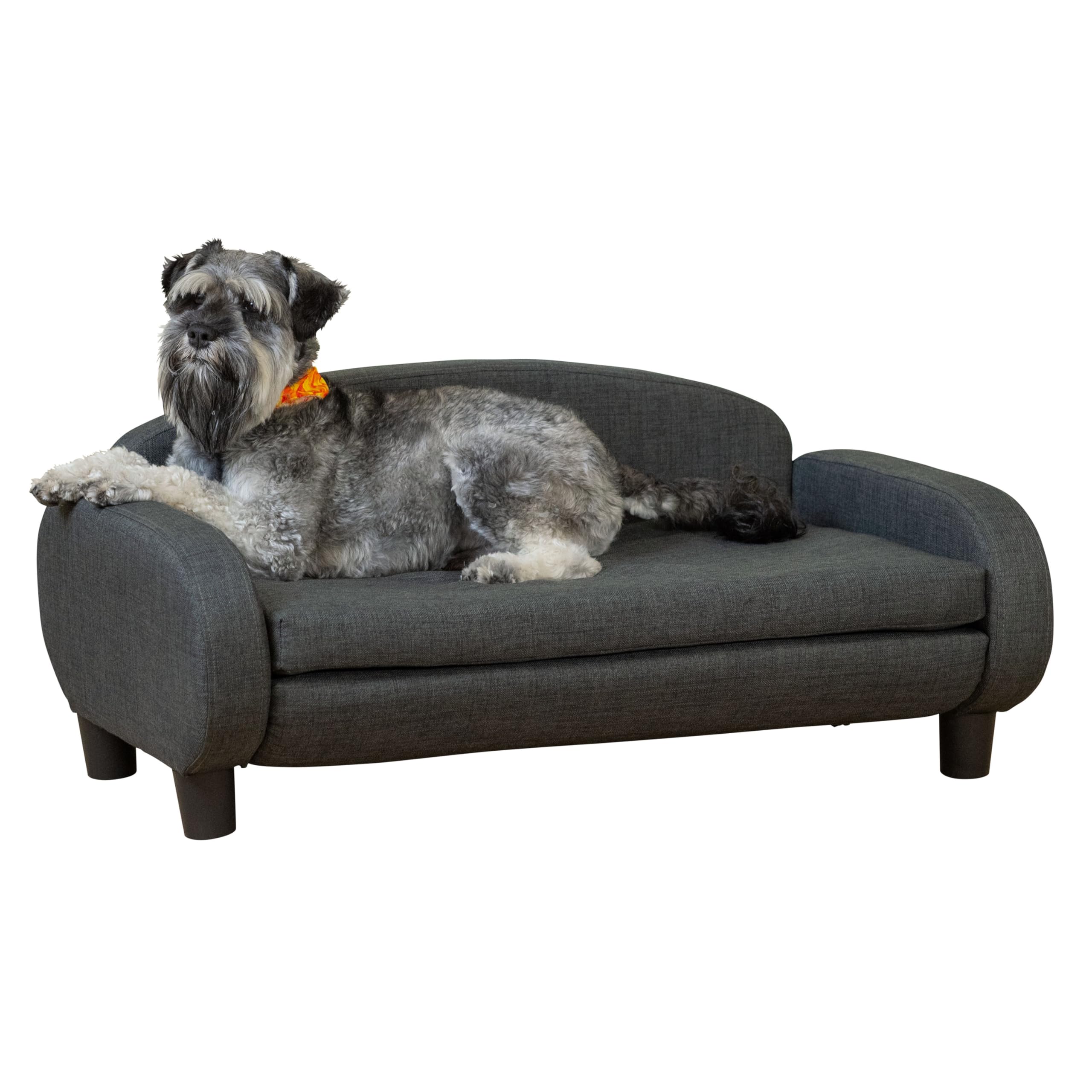 Paws & Purrs Modern Pet Sofa 35.5'' Wide For Medium Dog Or Cat With Removable/Washable Mattress Cover, Dark Gray