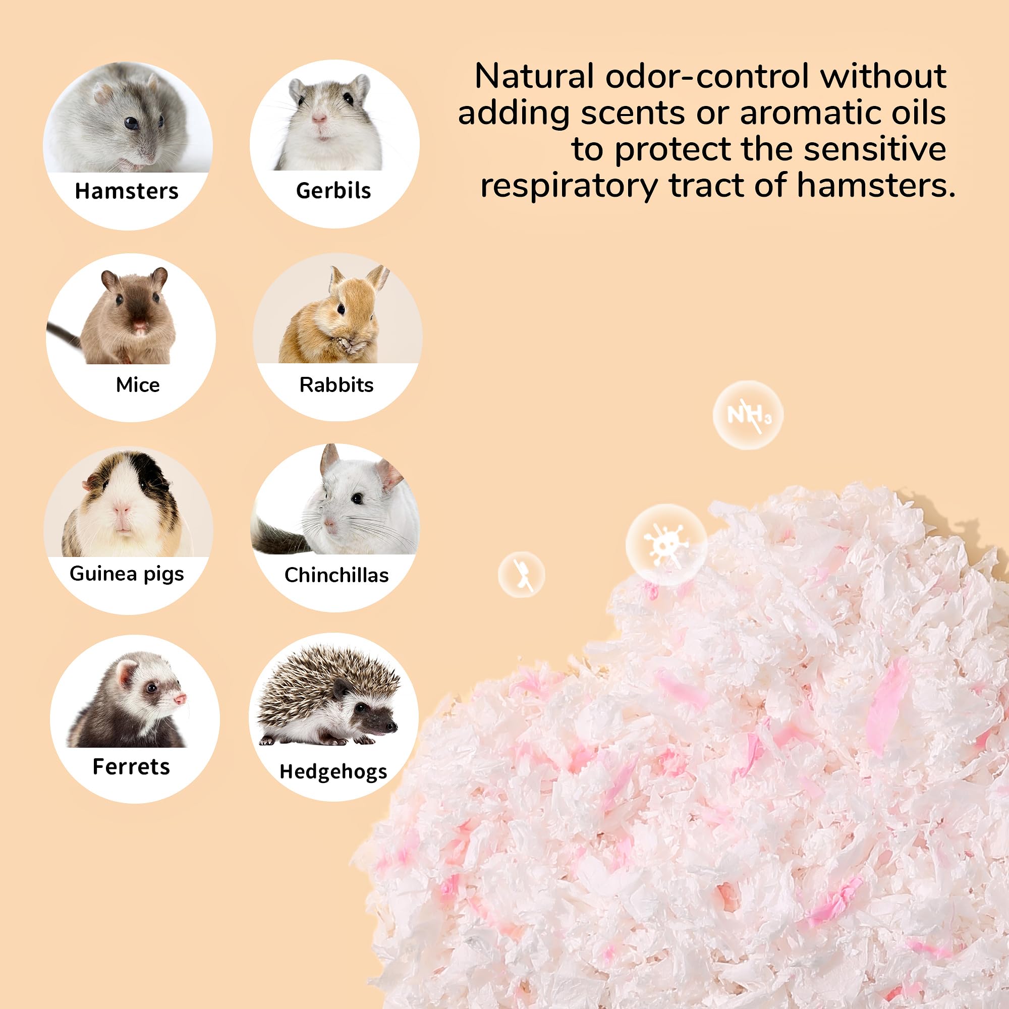 Tafit Dust-Free Soft Natural Paper Hamster Bedding With Odor Control, Strong Absorption, 36 Liters, For Hamster, Guinea Pig,Rabb