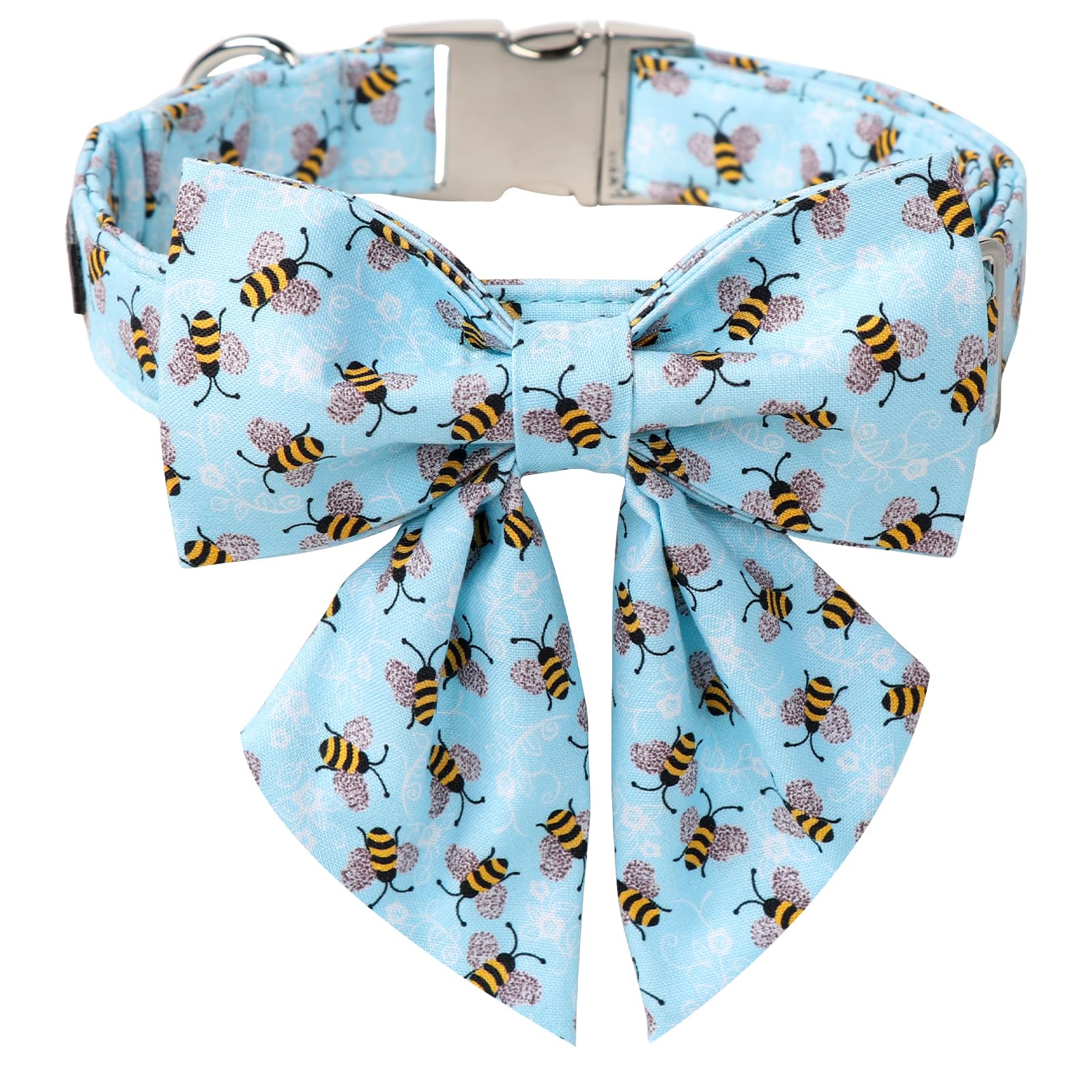 Maca Bates Blue Bee Dog Collar With Bow Bowtie For Dogs Sailor Bow Tie Adjustable Breakaway Cute Collars Accessories Gift For Sm